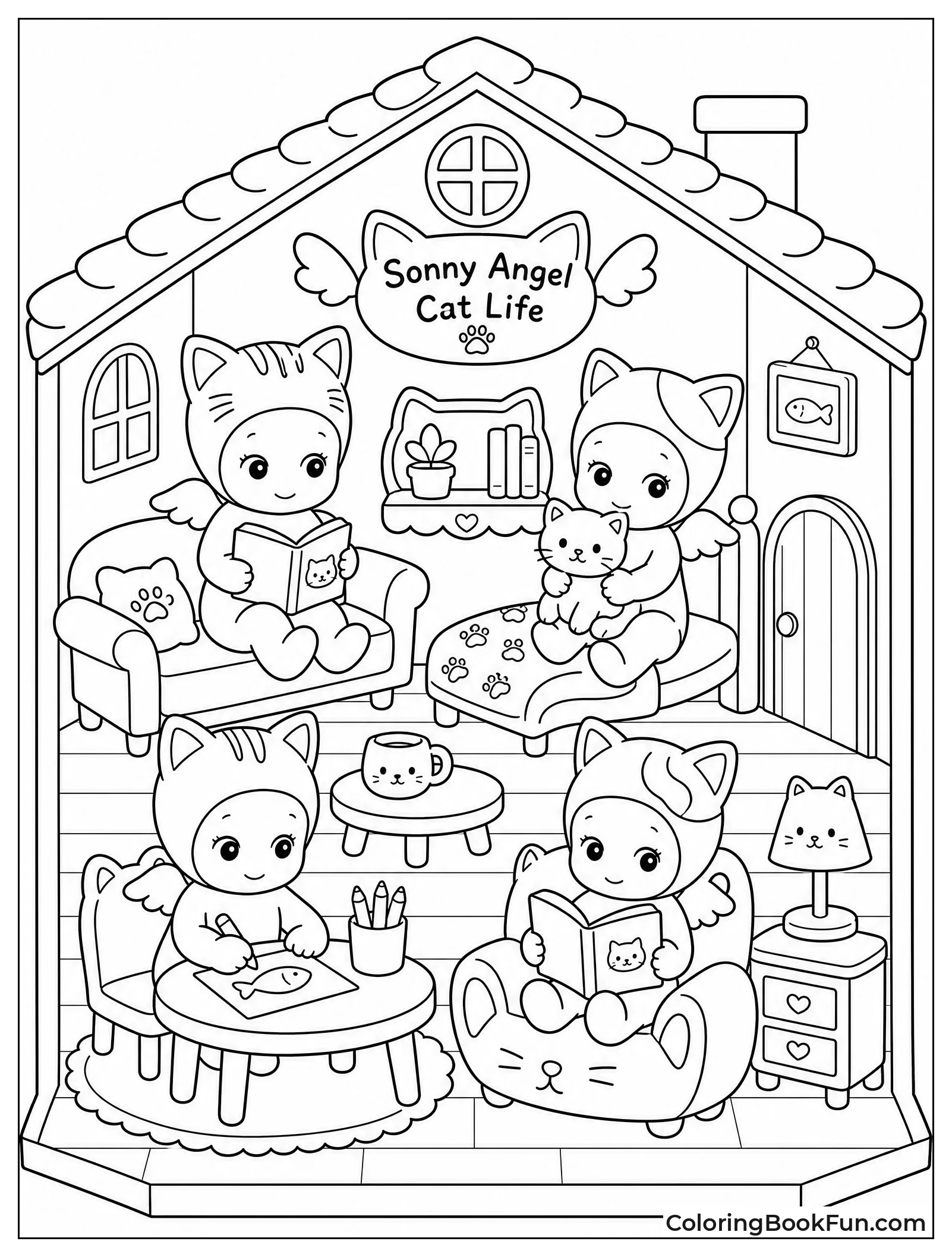 Cat Sonny Angels in Dollhouse