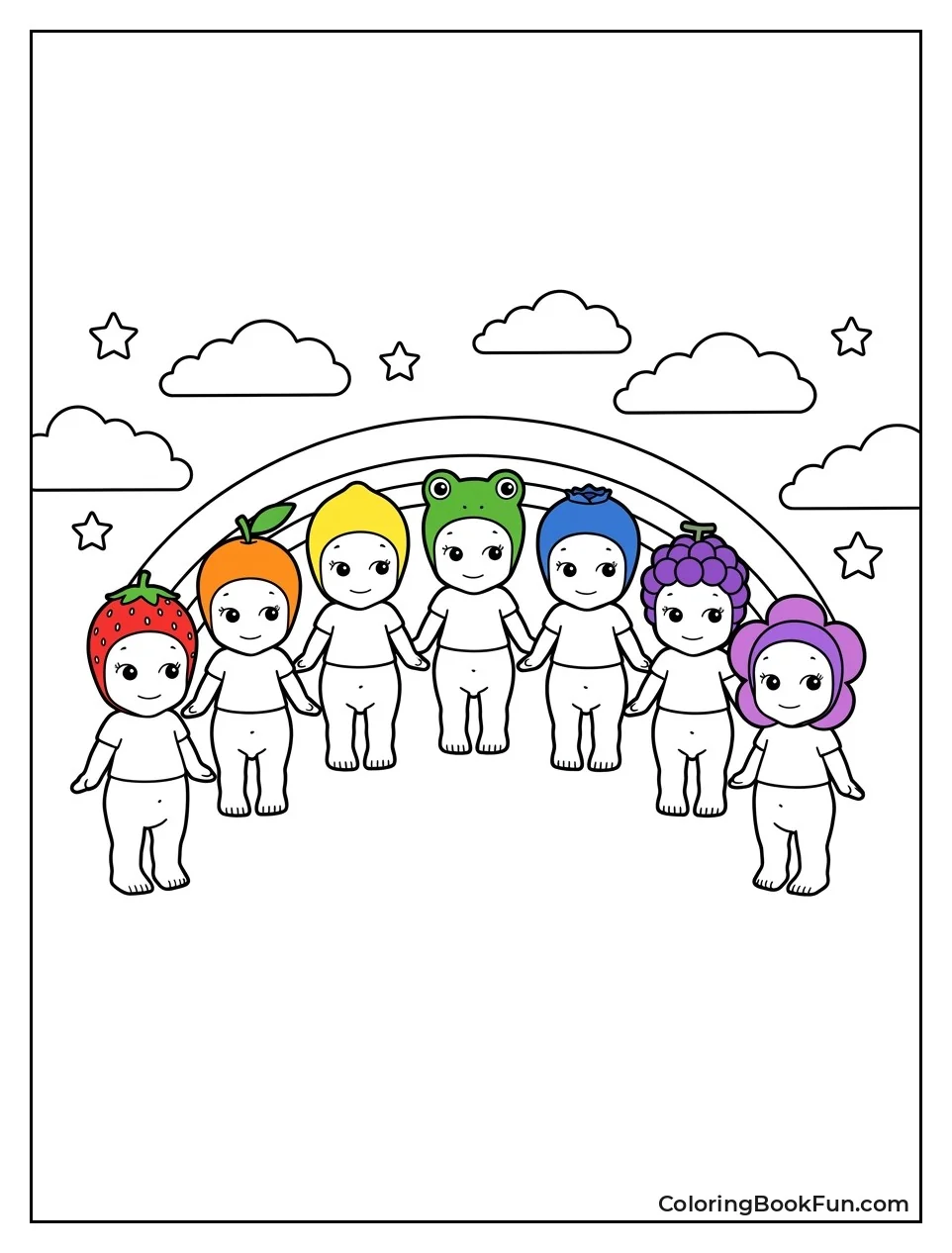 Rainbow Angels Standing in Curve