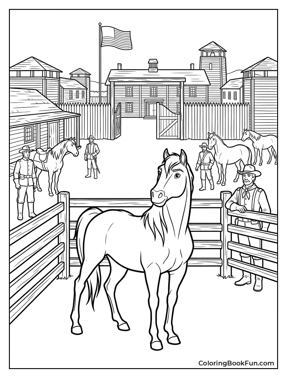 Cavalry Fort with Horses