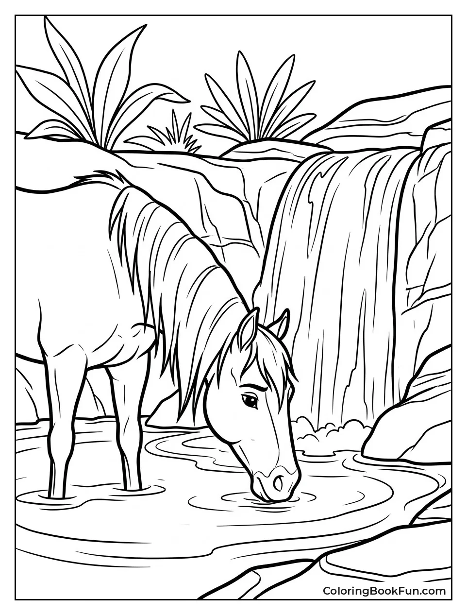 Spirit Drinking at Waterfall