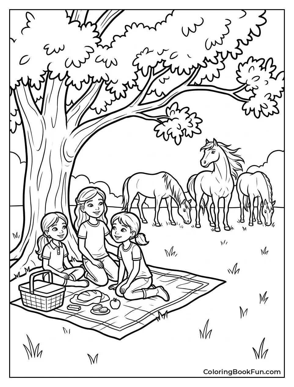 Pals Picnicking Under Oak Tree