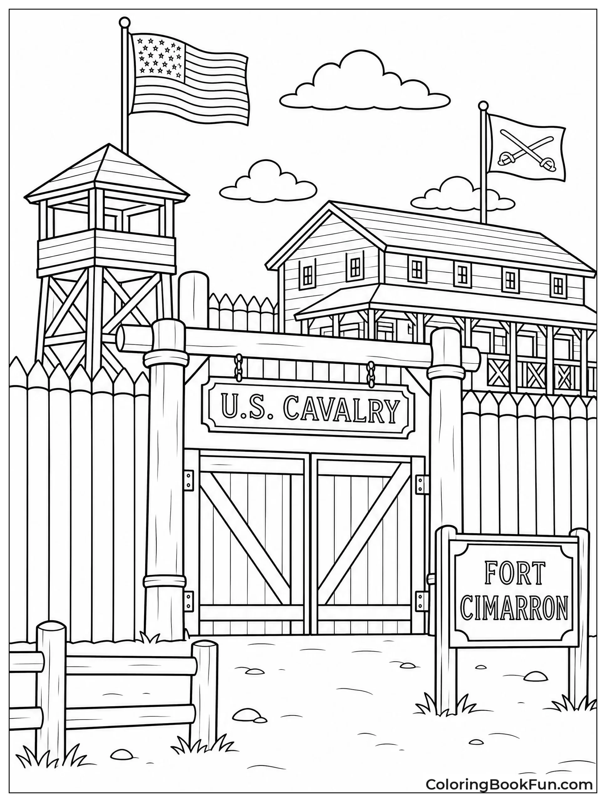 Imposing Fort with Flags Flying