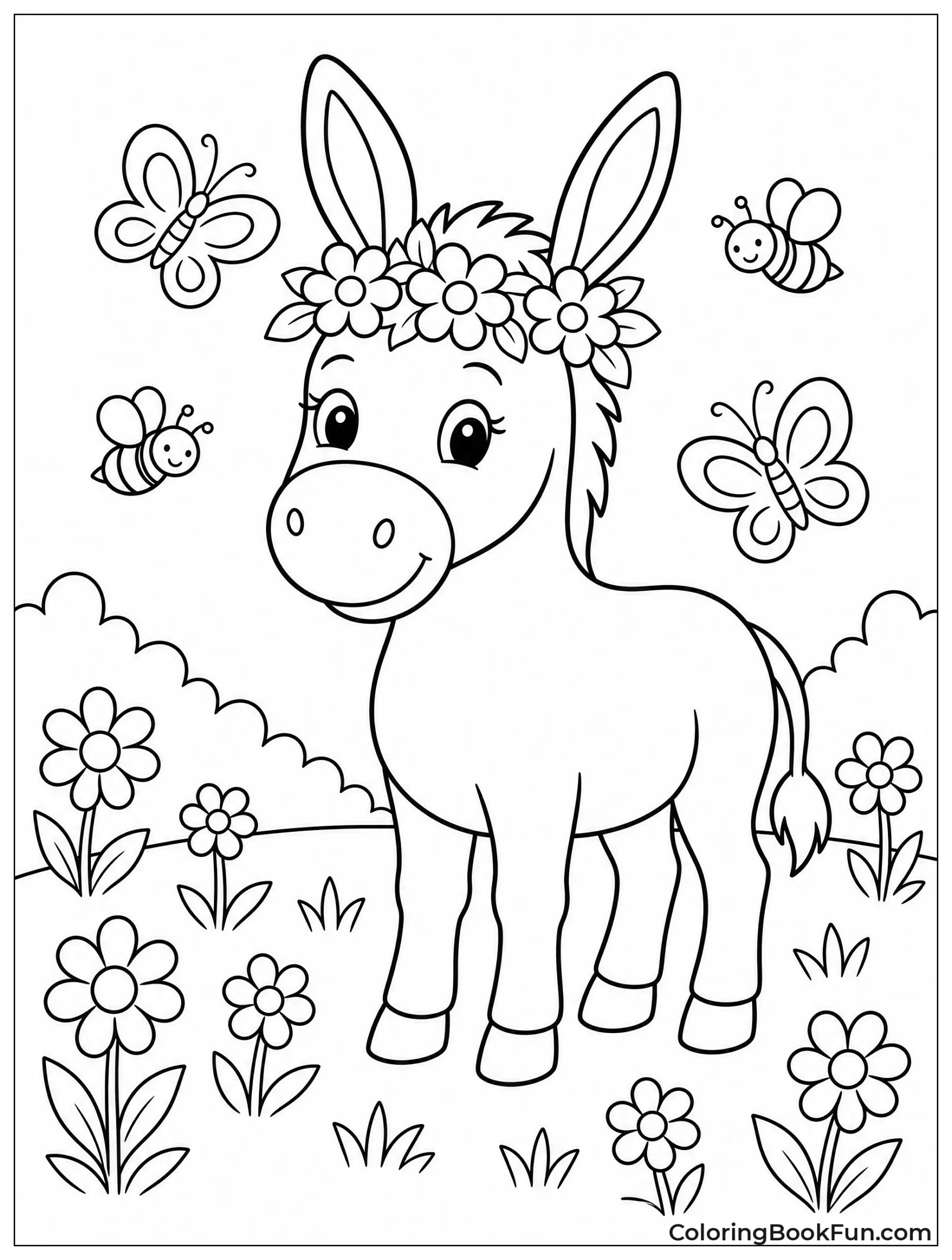 Donkey Wears Flower Crown