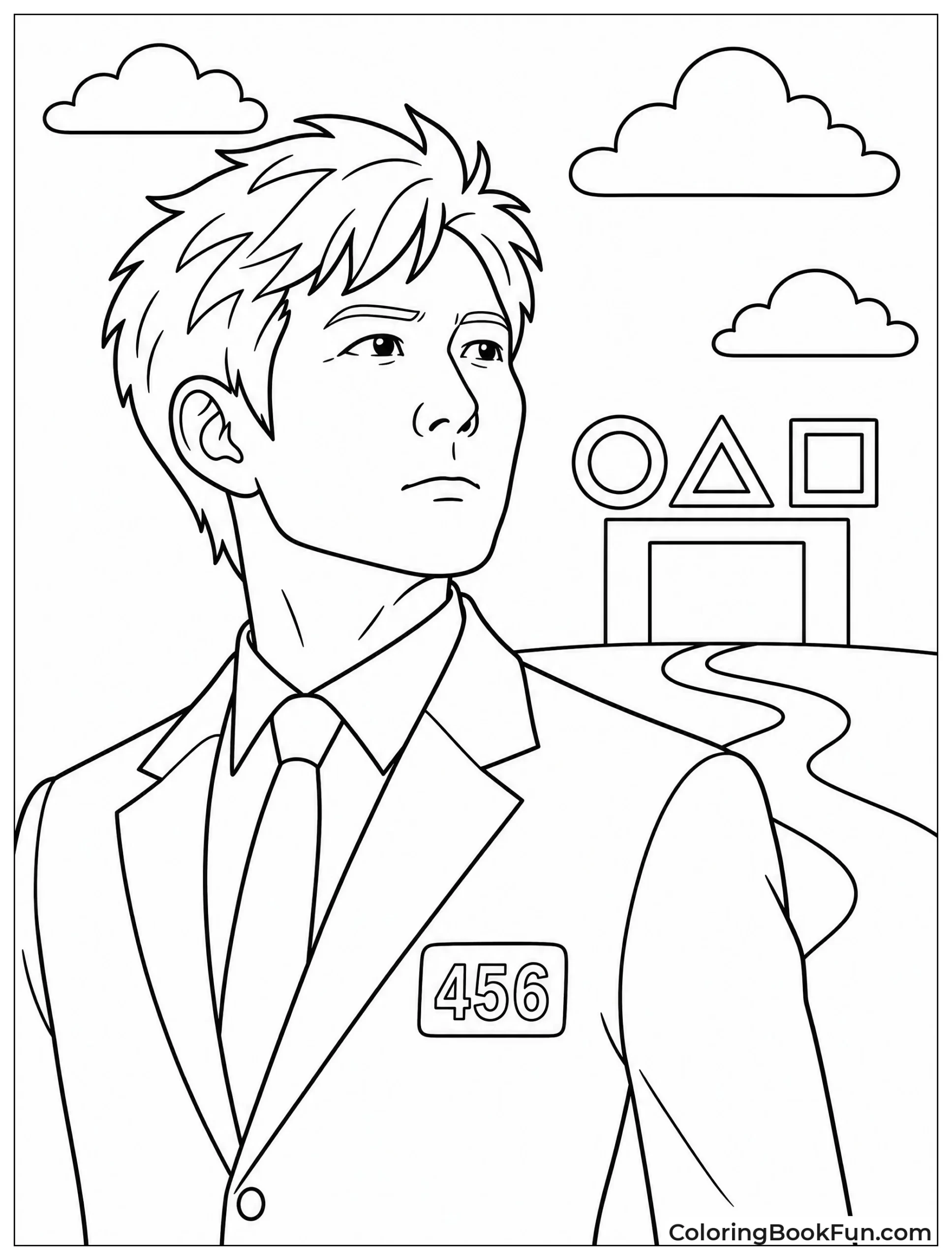 Gi-hun with Red Hair Looking Ahead