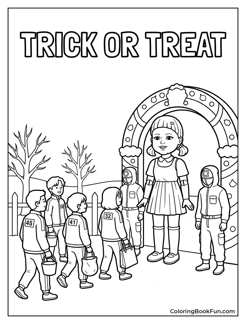 Players Trick-or-Treating at Night