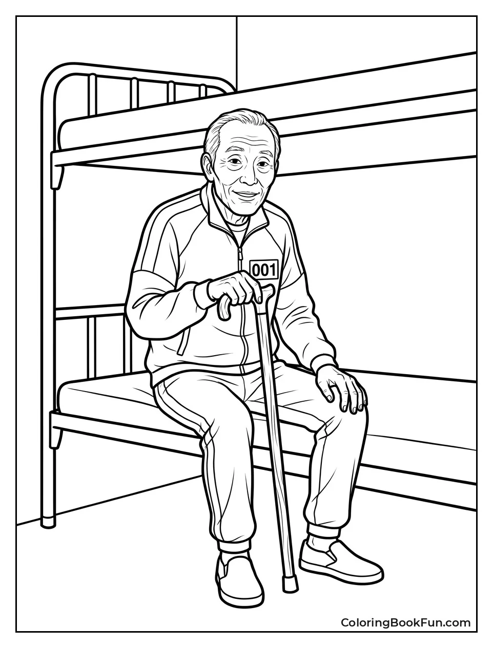 Old Man Smiling on Bunk Bed