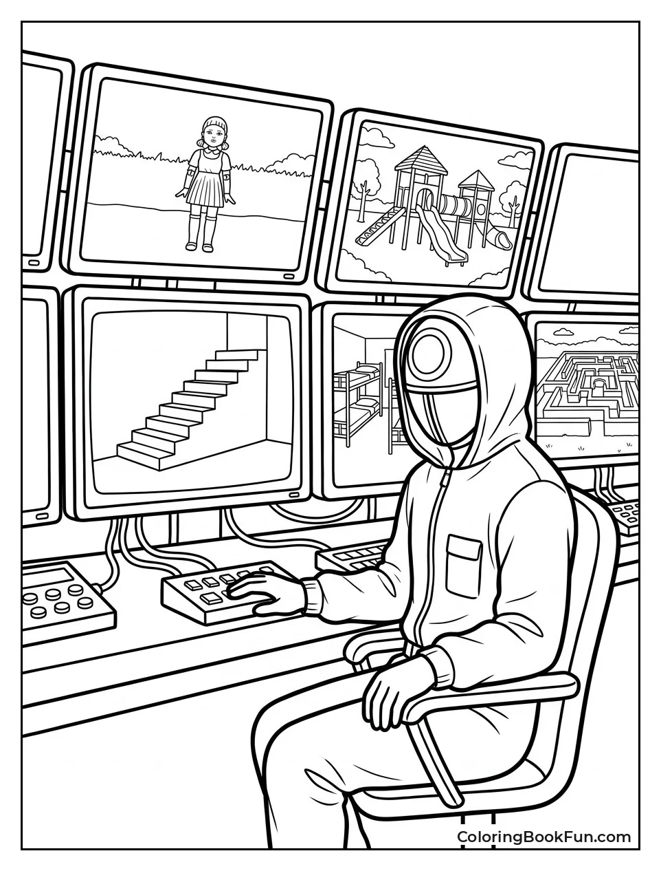Guard Watching Monitors in Control Room