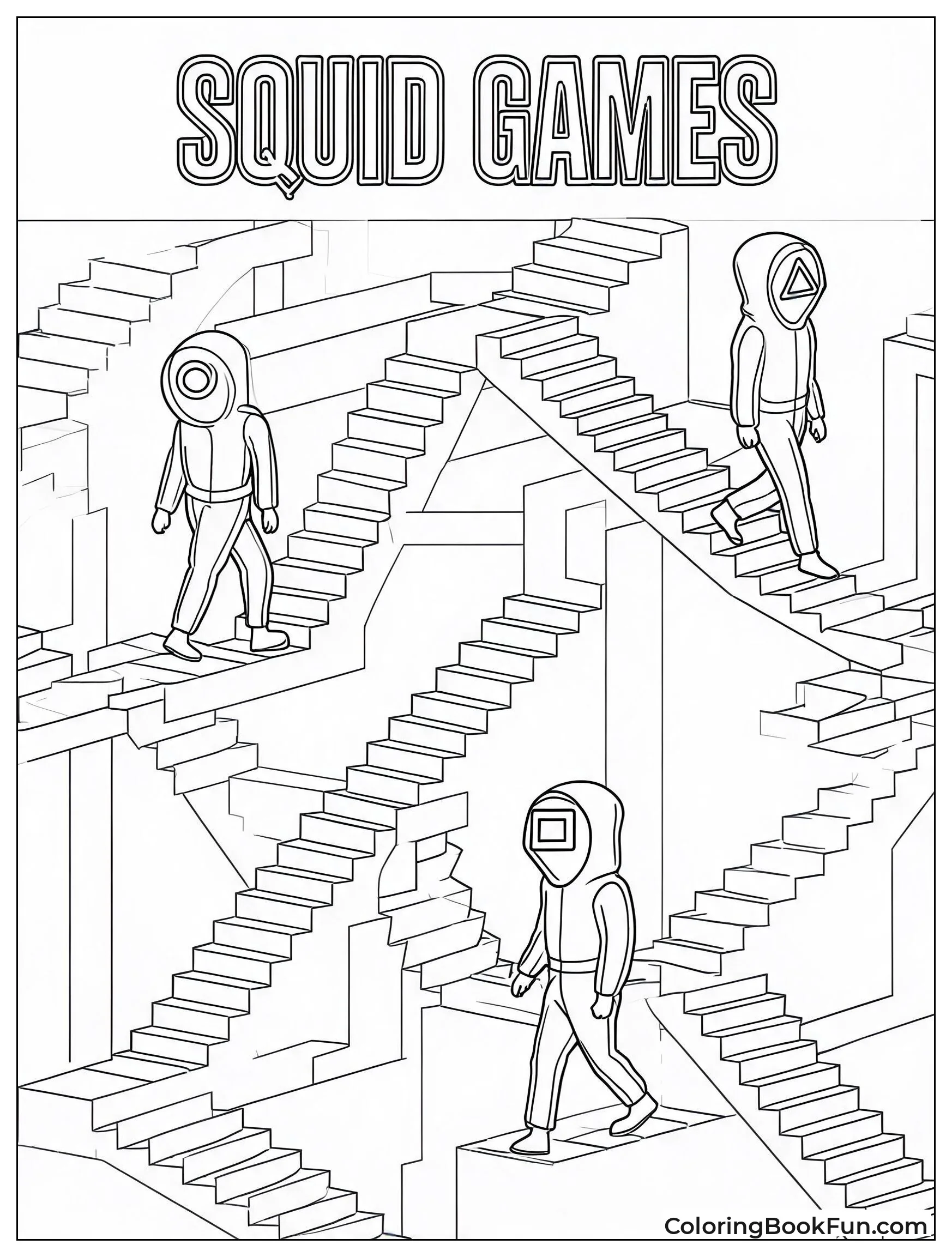 Guards on Colorful Staircase Maze