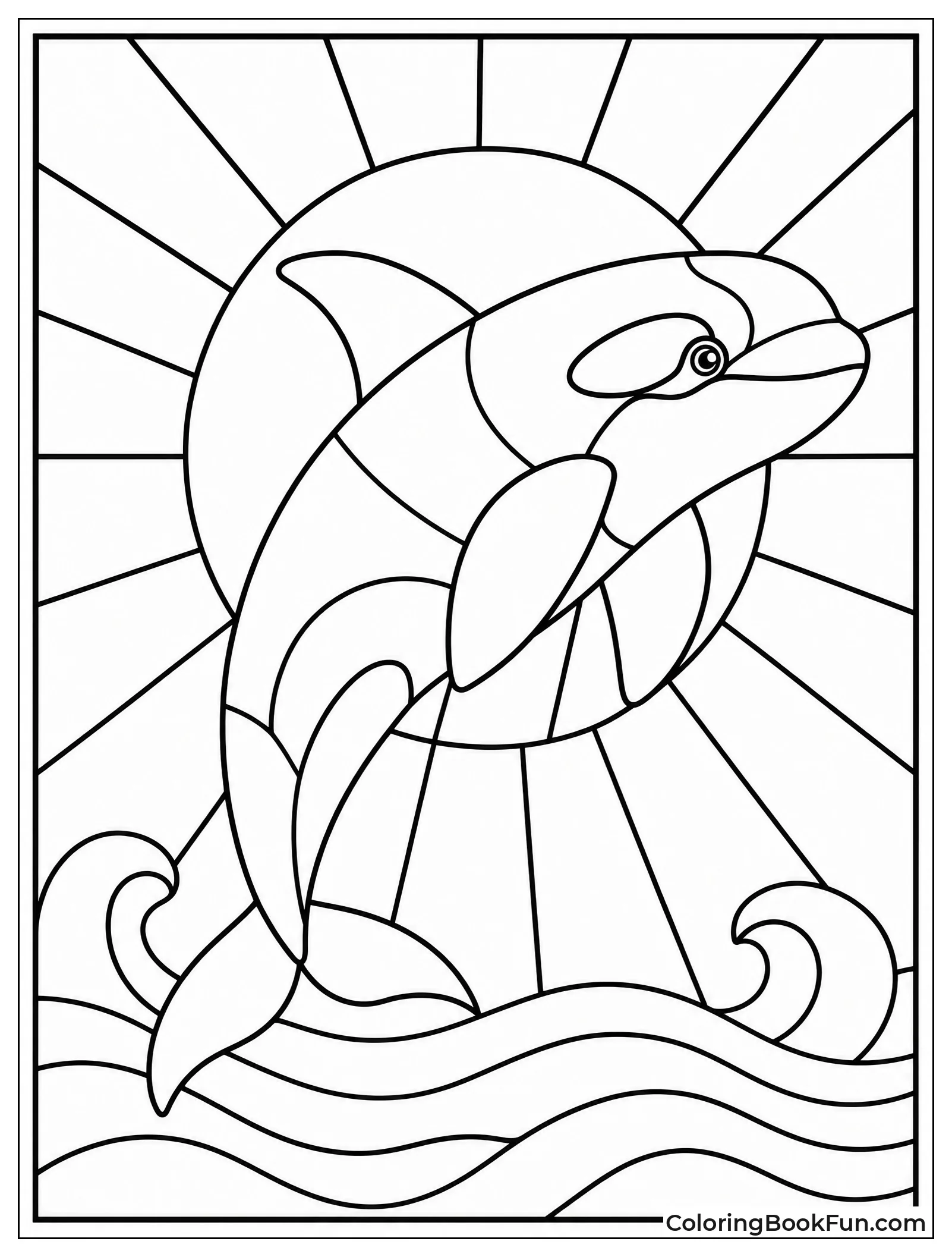 Orca in Stained Glass Style