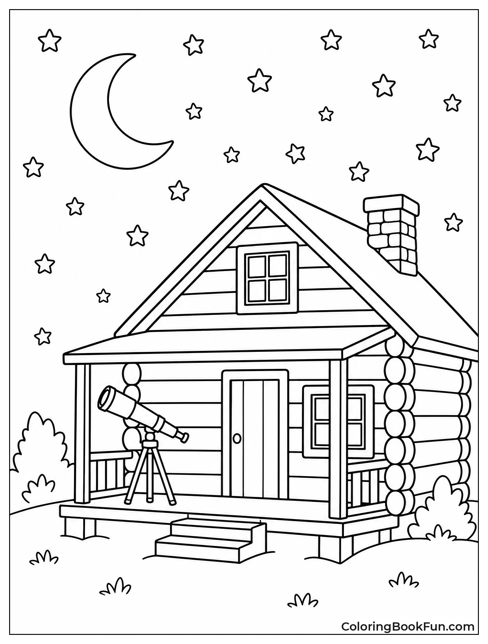 Cabin Under Starry Night Sky