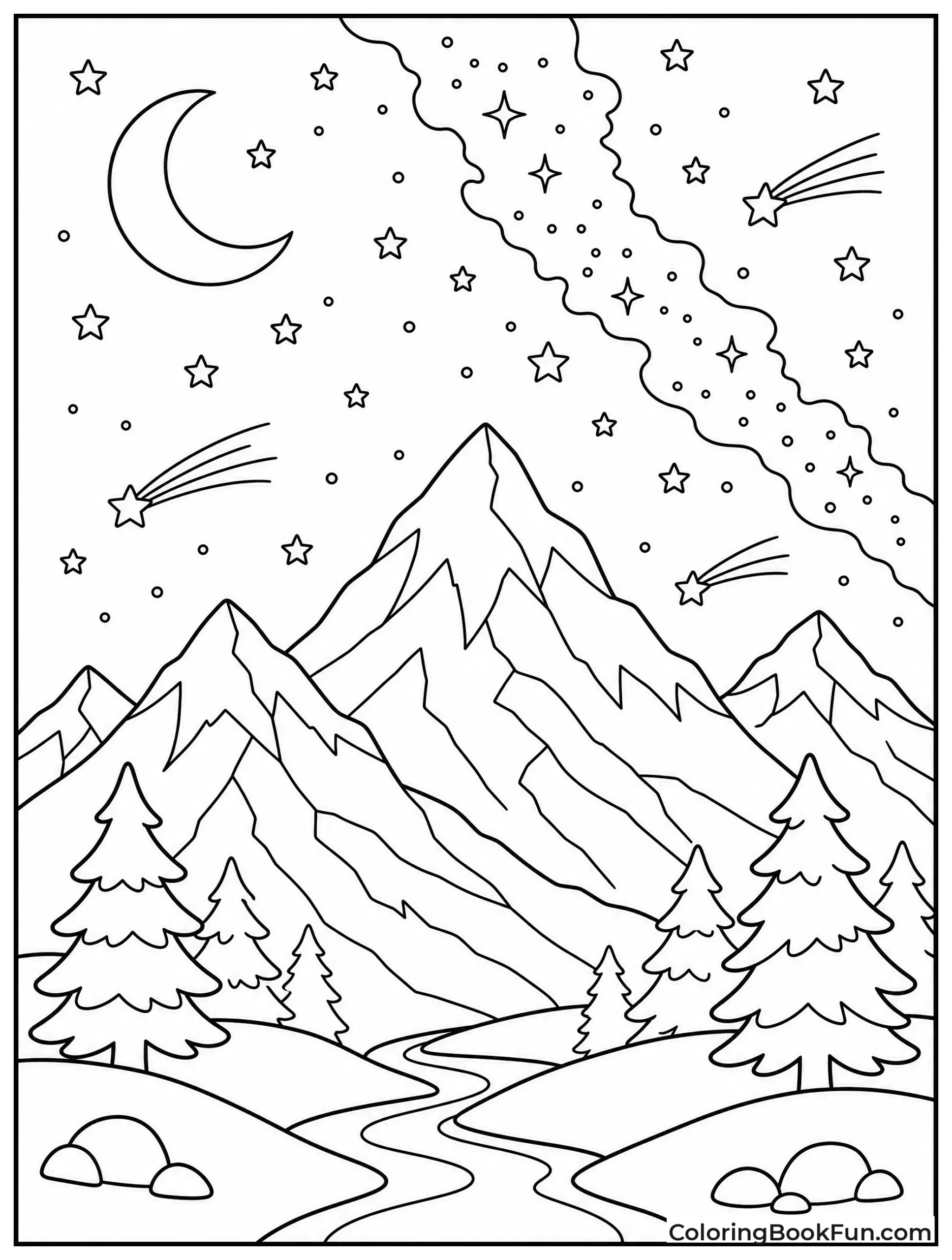 Mountains Under Starry Sky