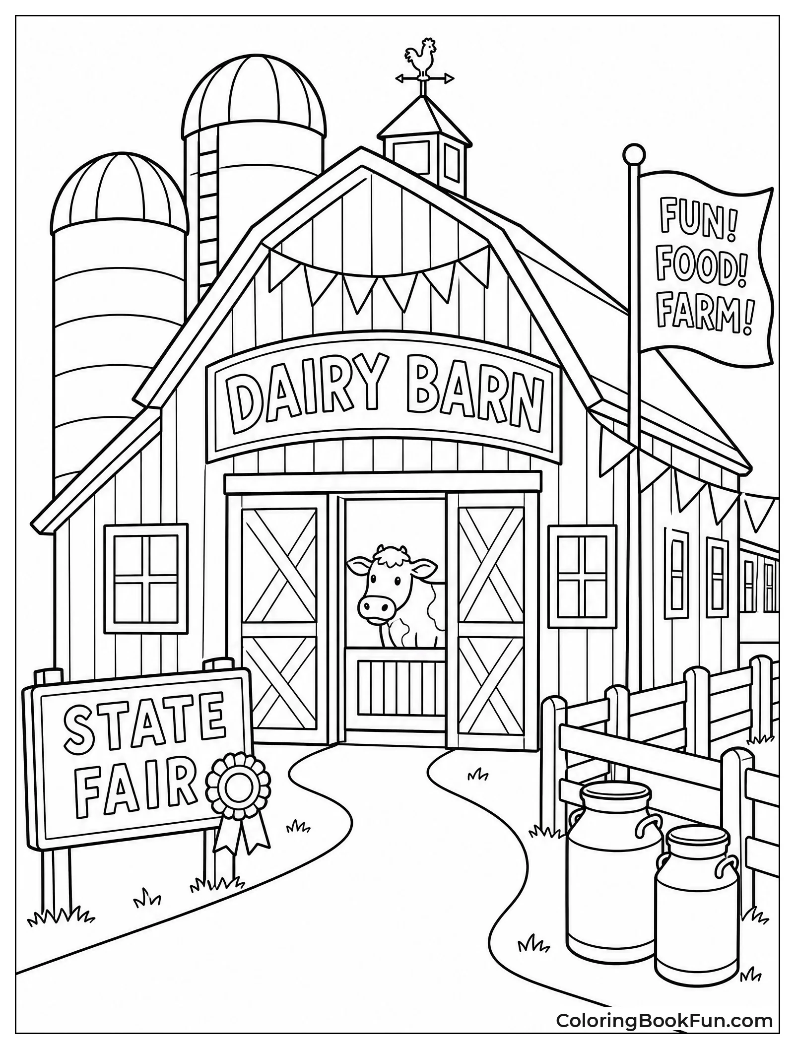 Dairy Barn with Silos and Banners