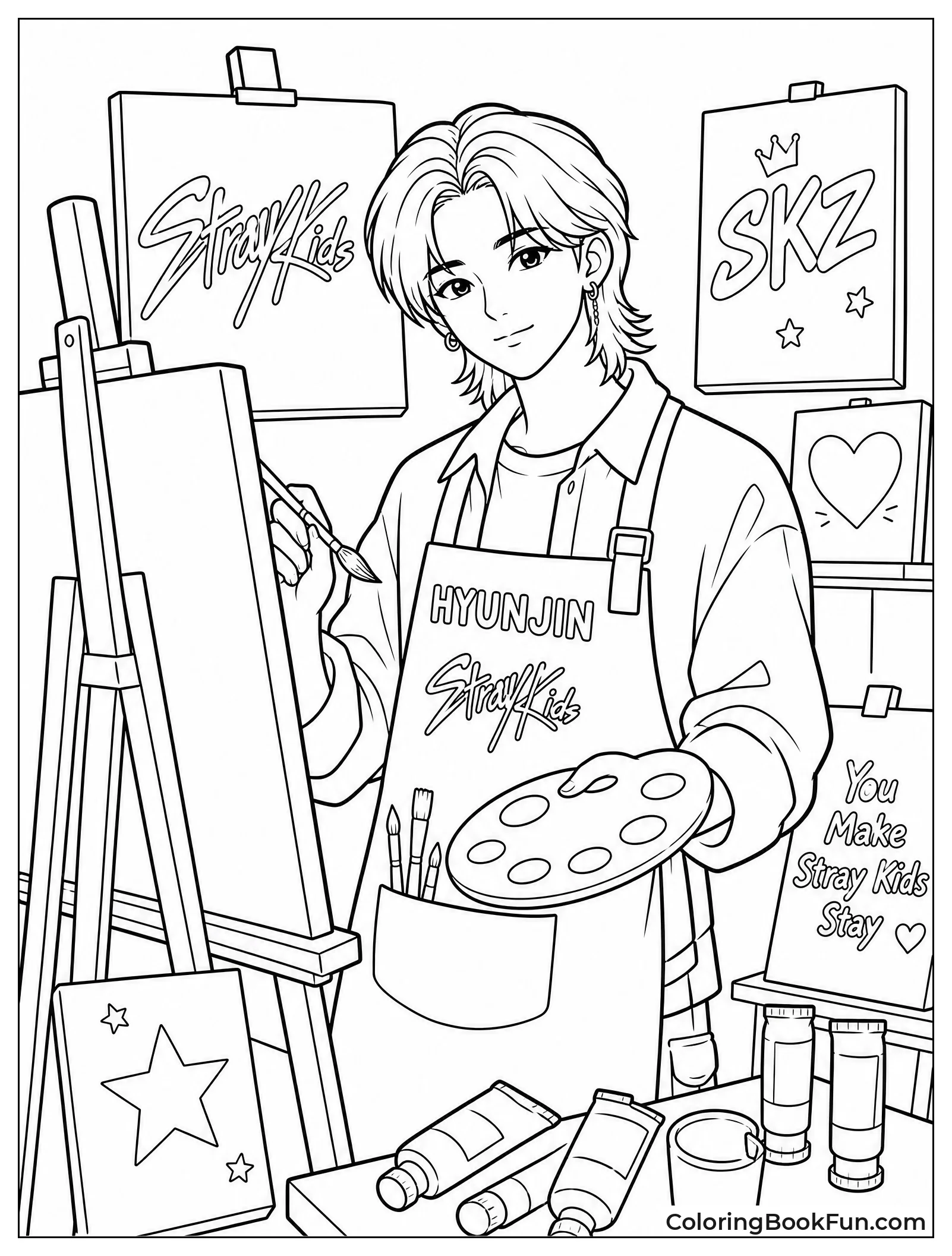 Hyunjin Painting in Art Studio
