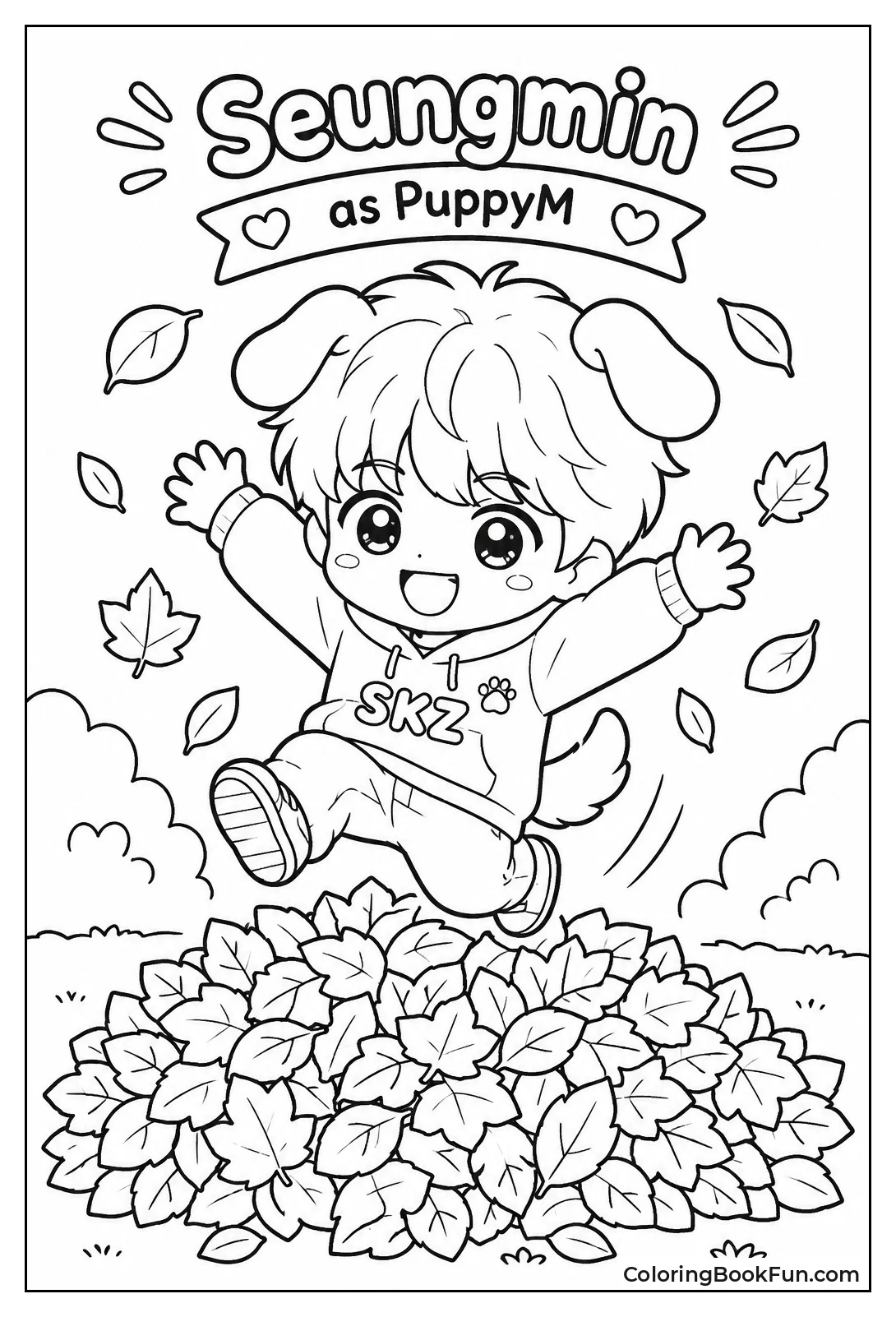 PuppyM Jumping in Leaves