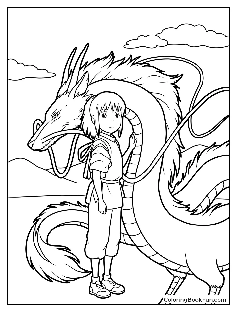 Chihiro Standing Beside Dragon Haku