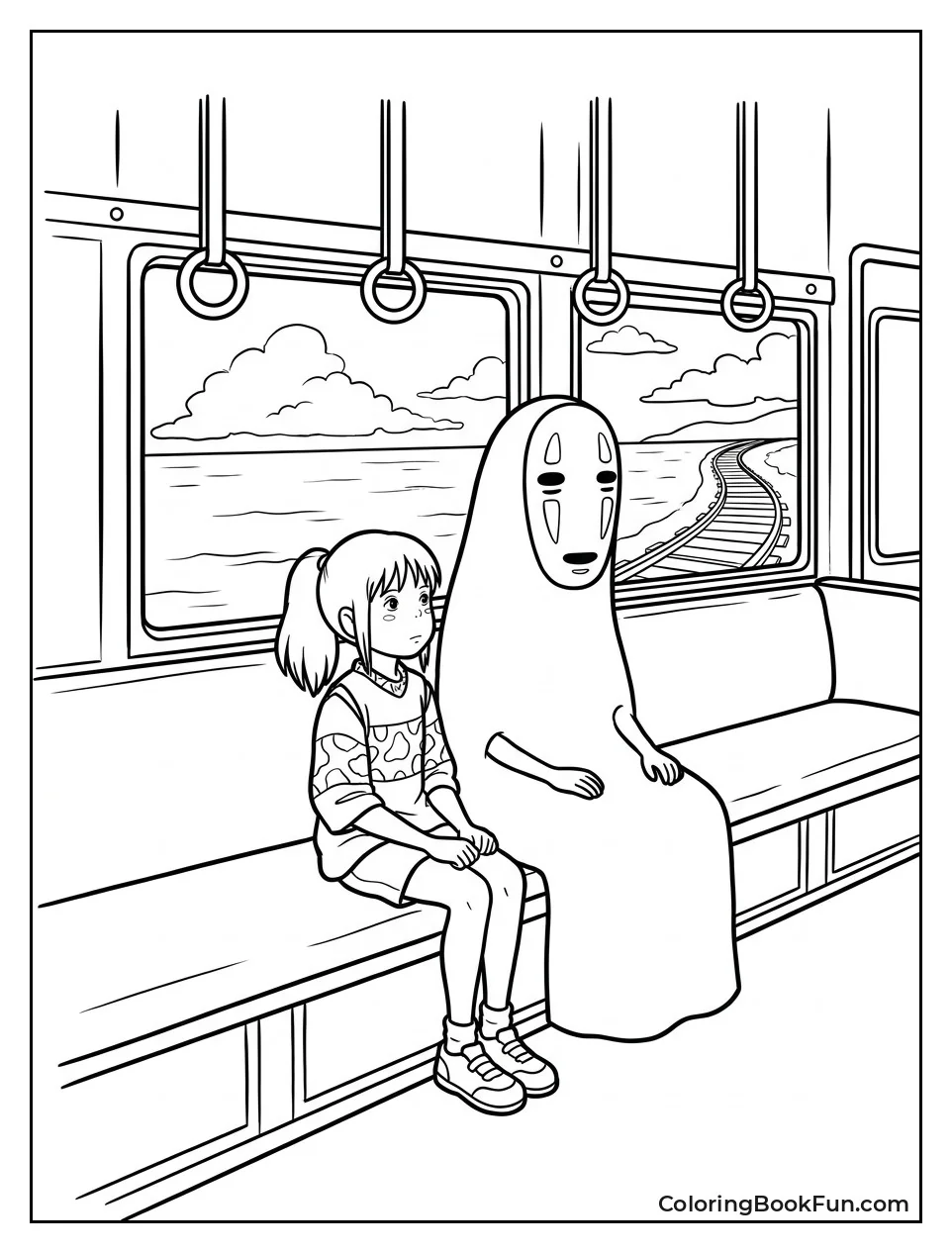 Chihiro Sitting with No-Face on Train
