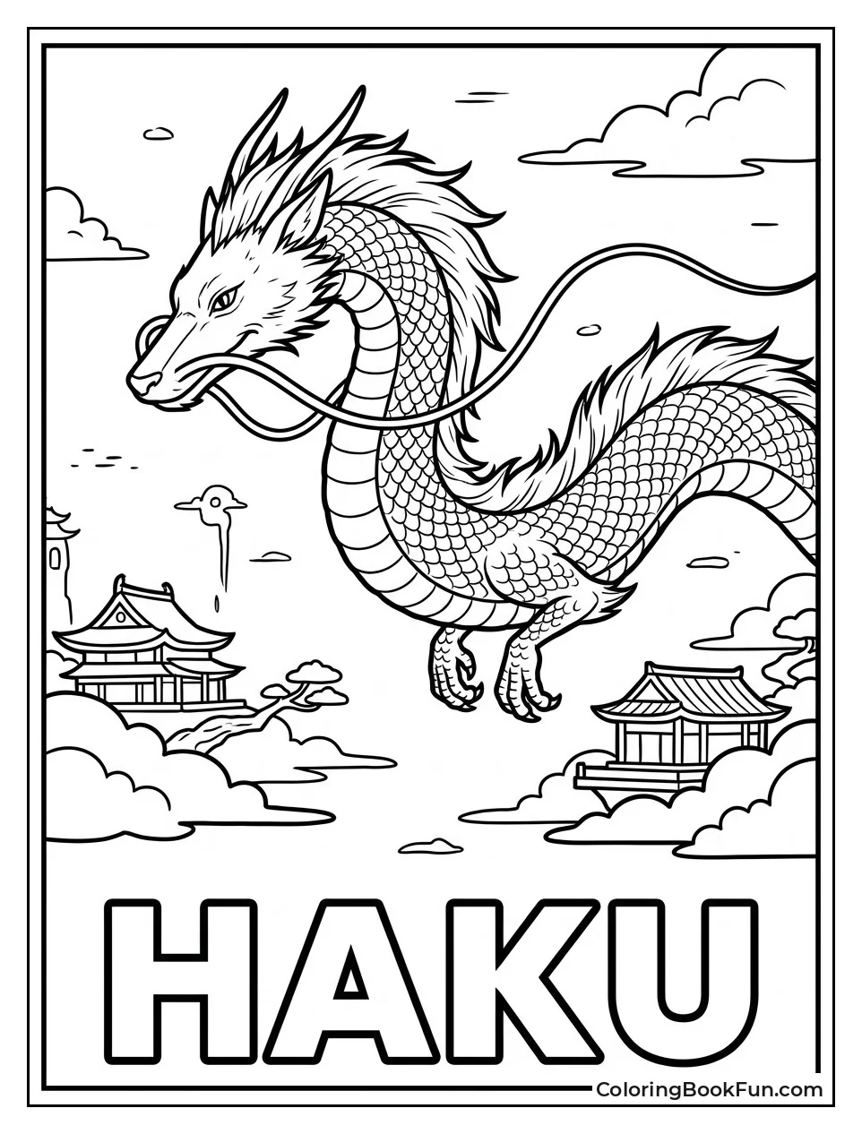 Haku Flying as White Dragon