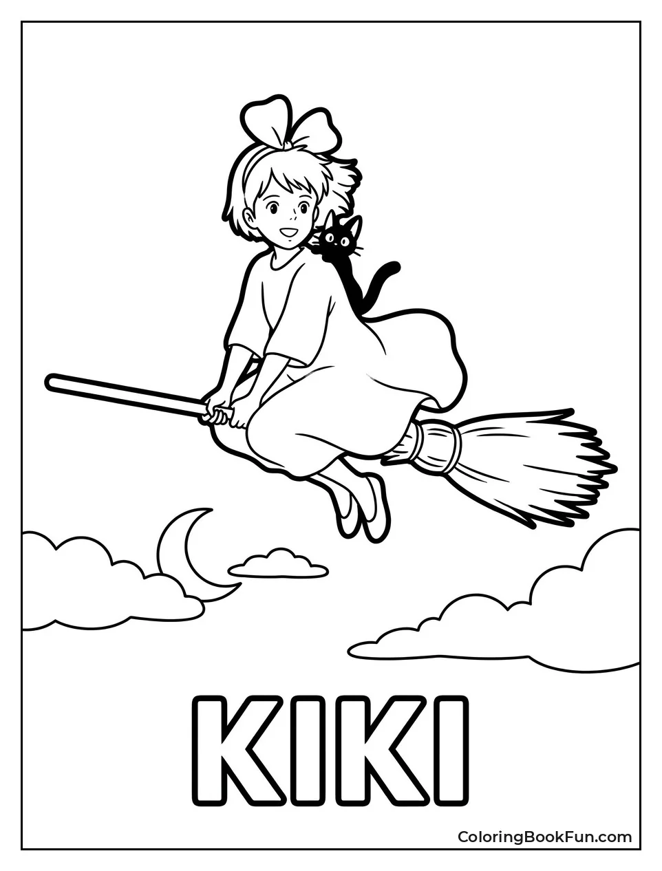 Kiki Soaring Through Night Sky