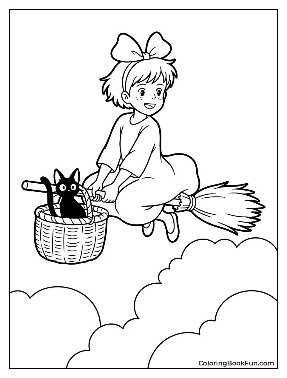 Kiki Flying on Broom with Jiji