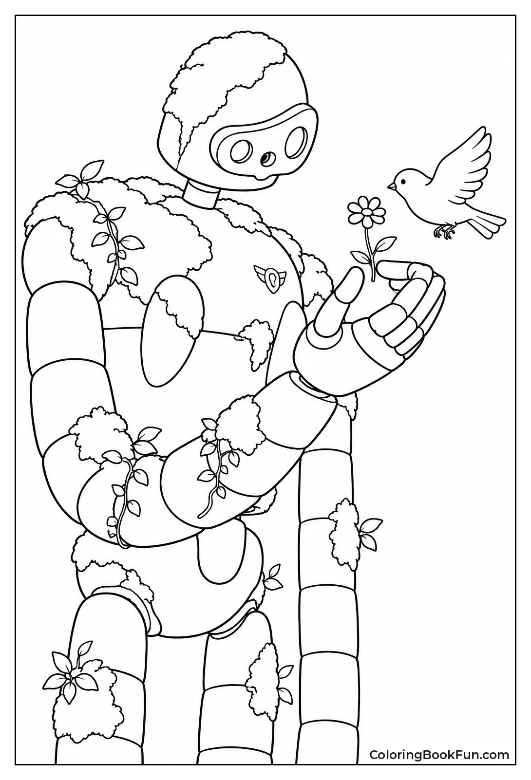 Robot Offering Flower to Bird