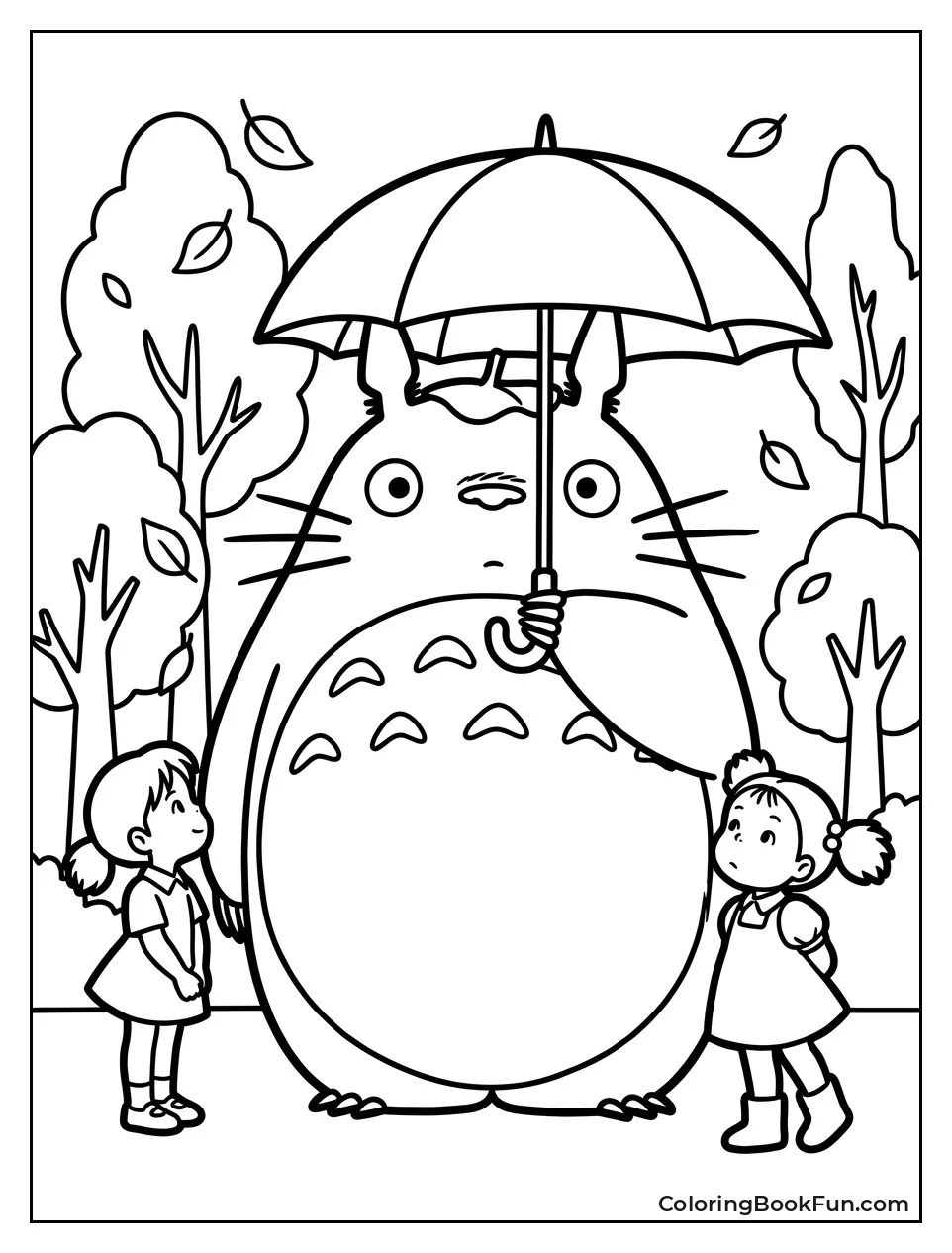 Totoro Sitting with Two Sisters