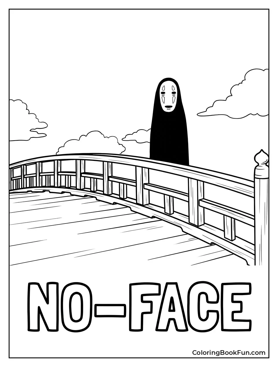 No-Face Standing on Red Bridge