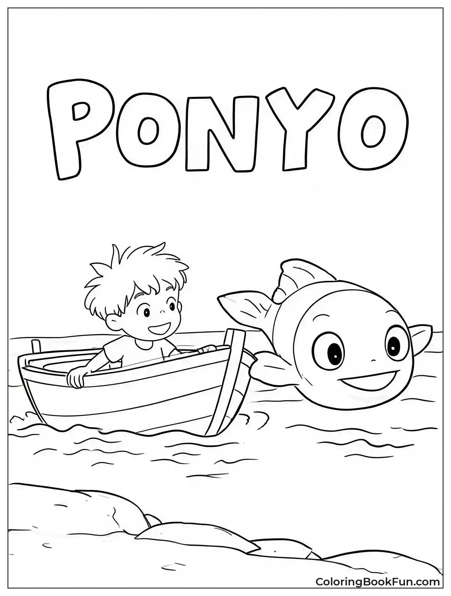 Ponyo Swimming Beside Sosuke Boat