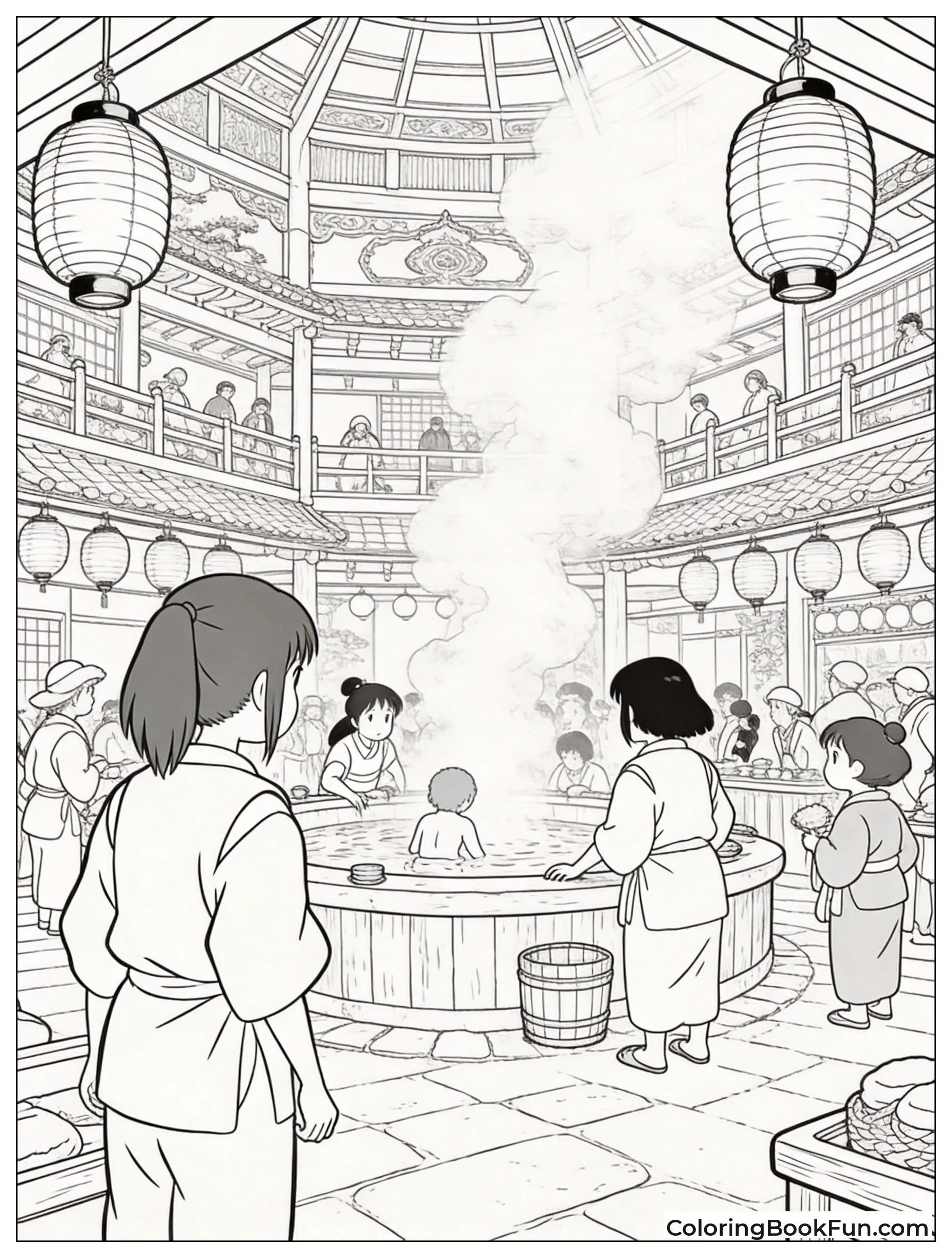 Busy Bathhouse Full of Spirits