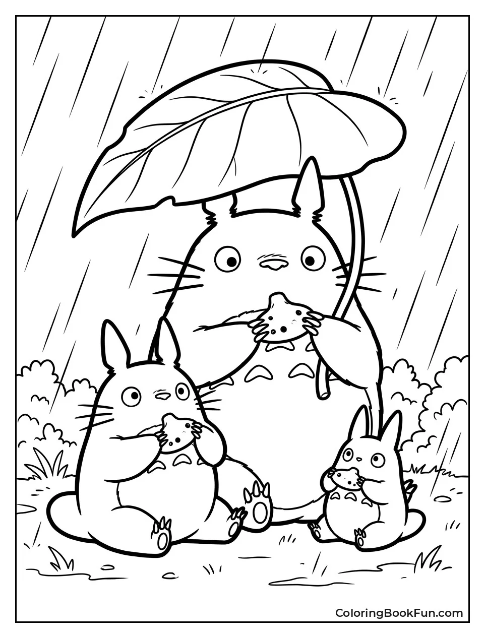 Totoros Playing Ocarinas in Rain