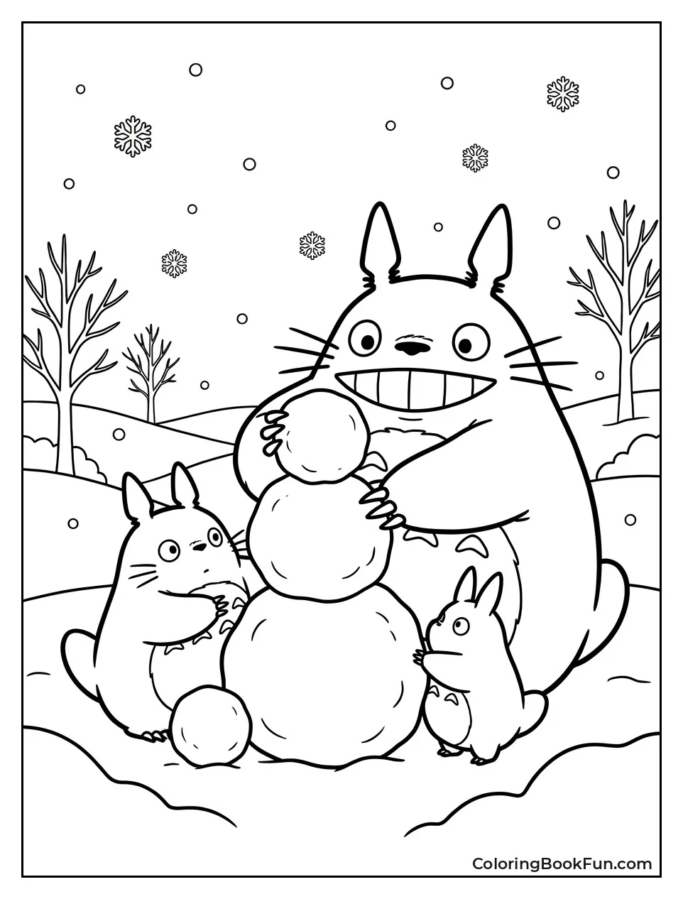 Totoros Building Snow Friend