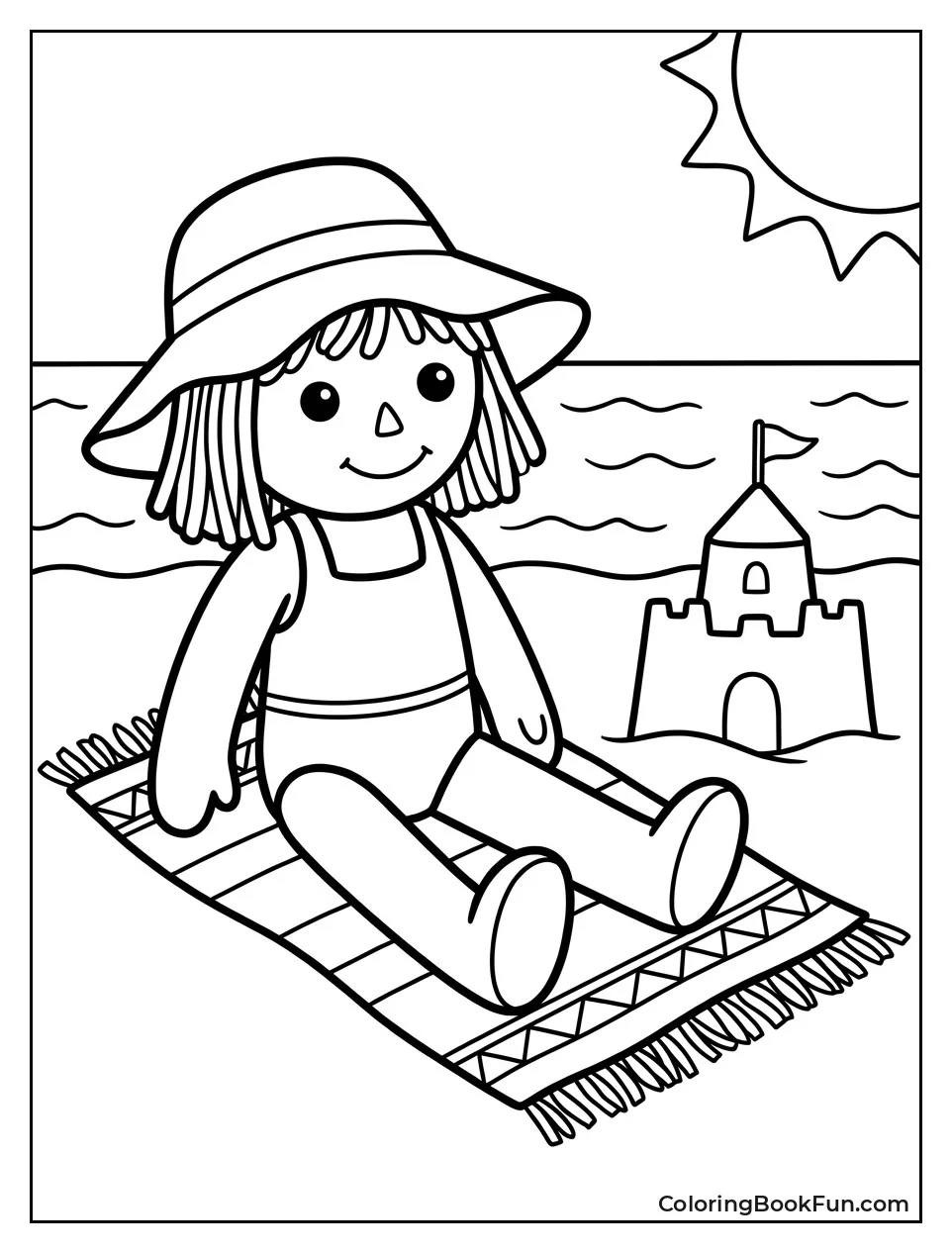 Doll Sitting on Beach Towel