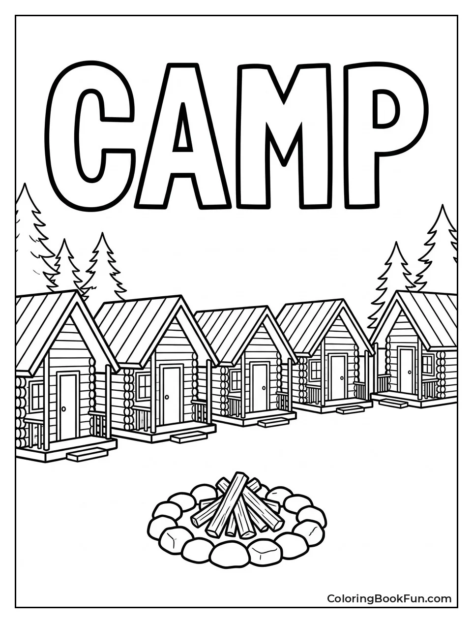 Row of Summer Camp Cabins