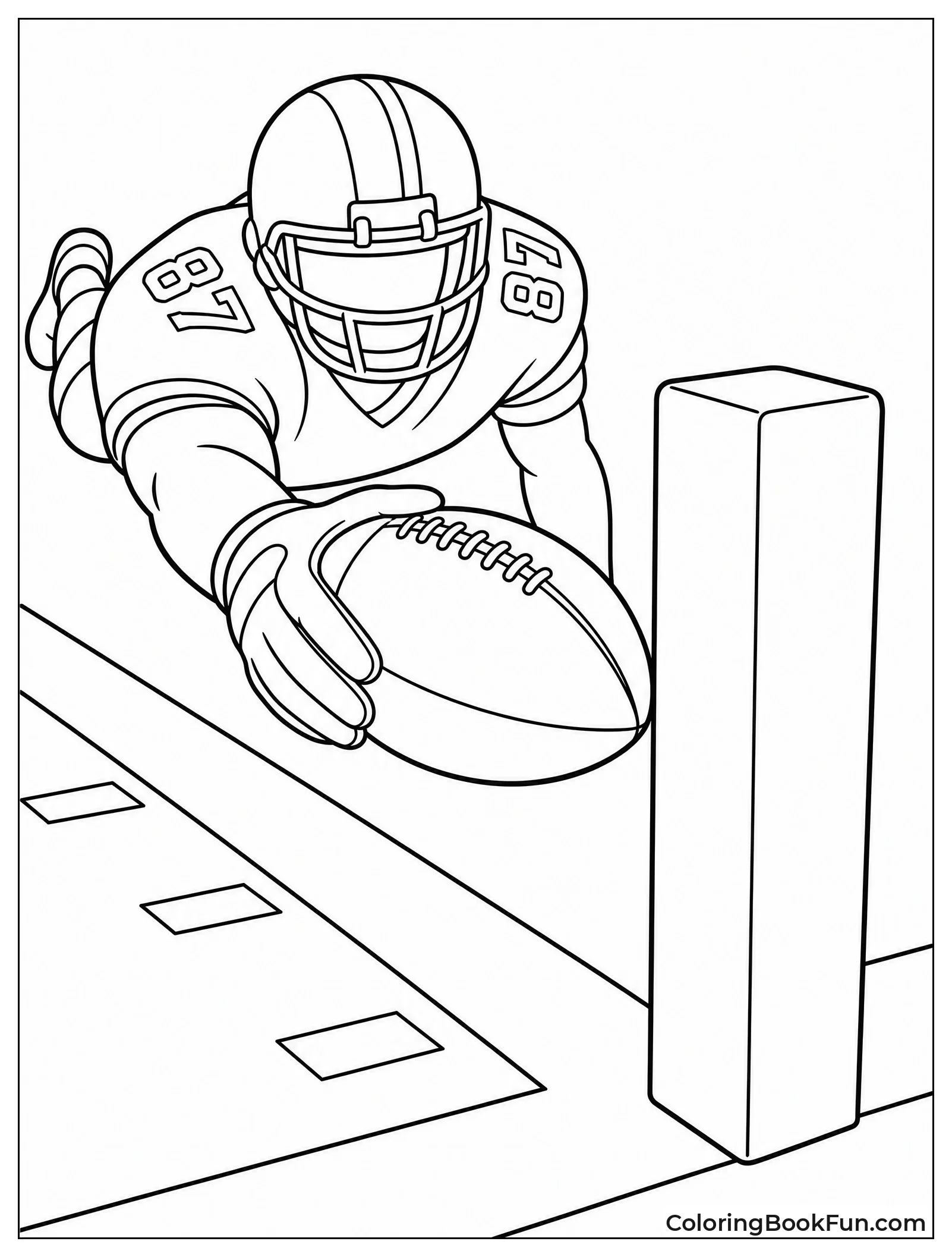Ball Crosses End Zone Pylon