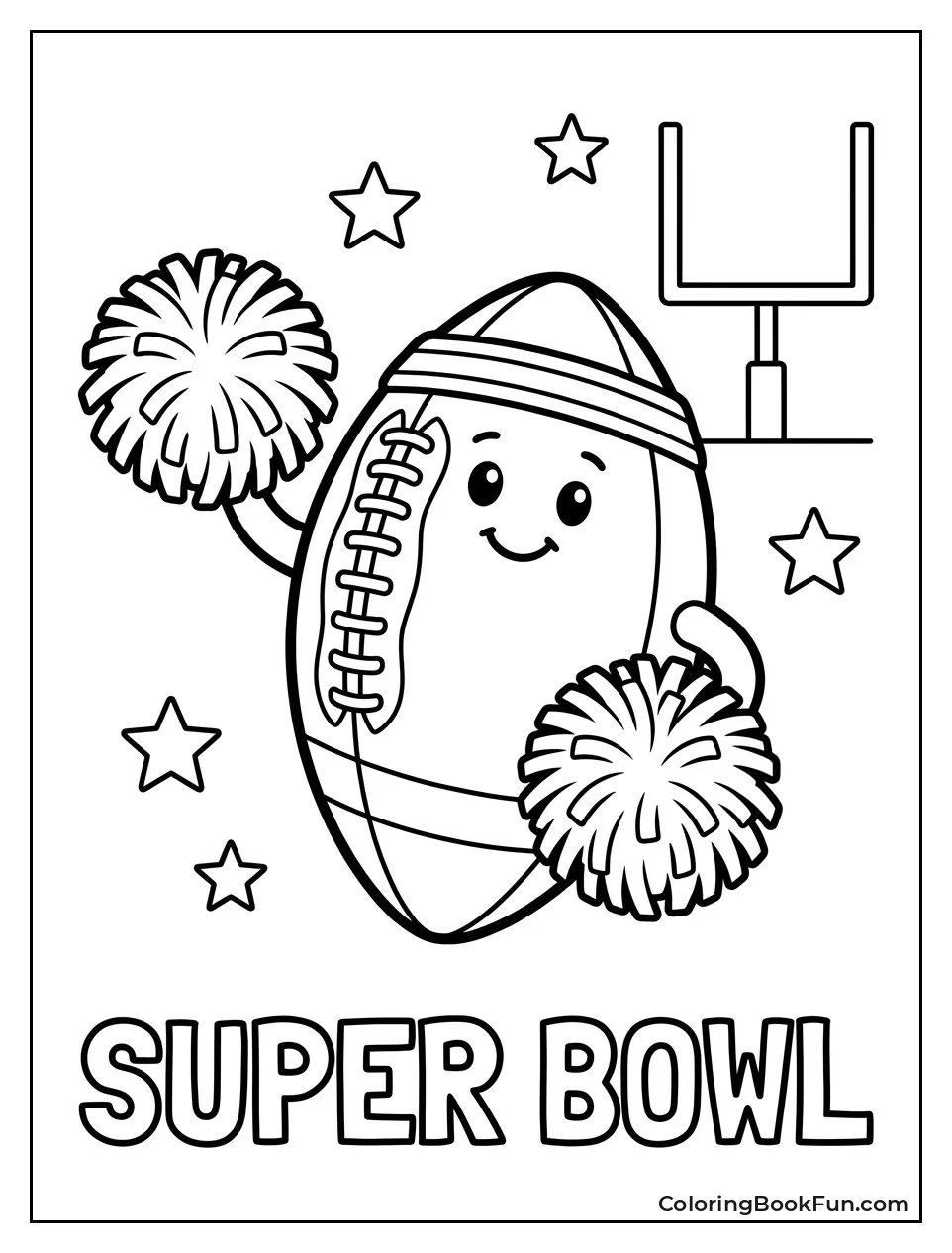 Cute Football Holds Pom Poms