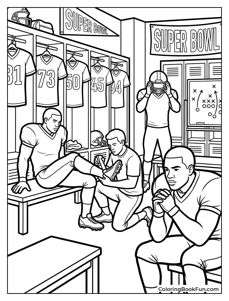 Players Prep in Locker Room