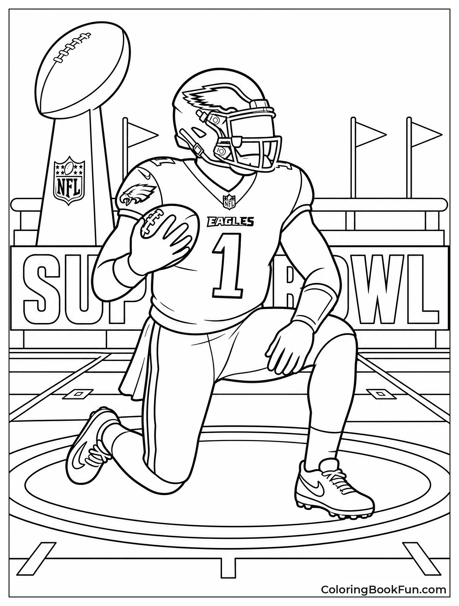 Eagles Player Poses Holding Football