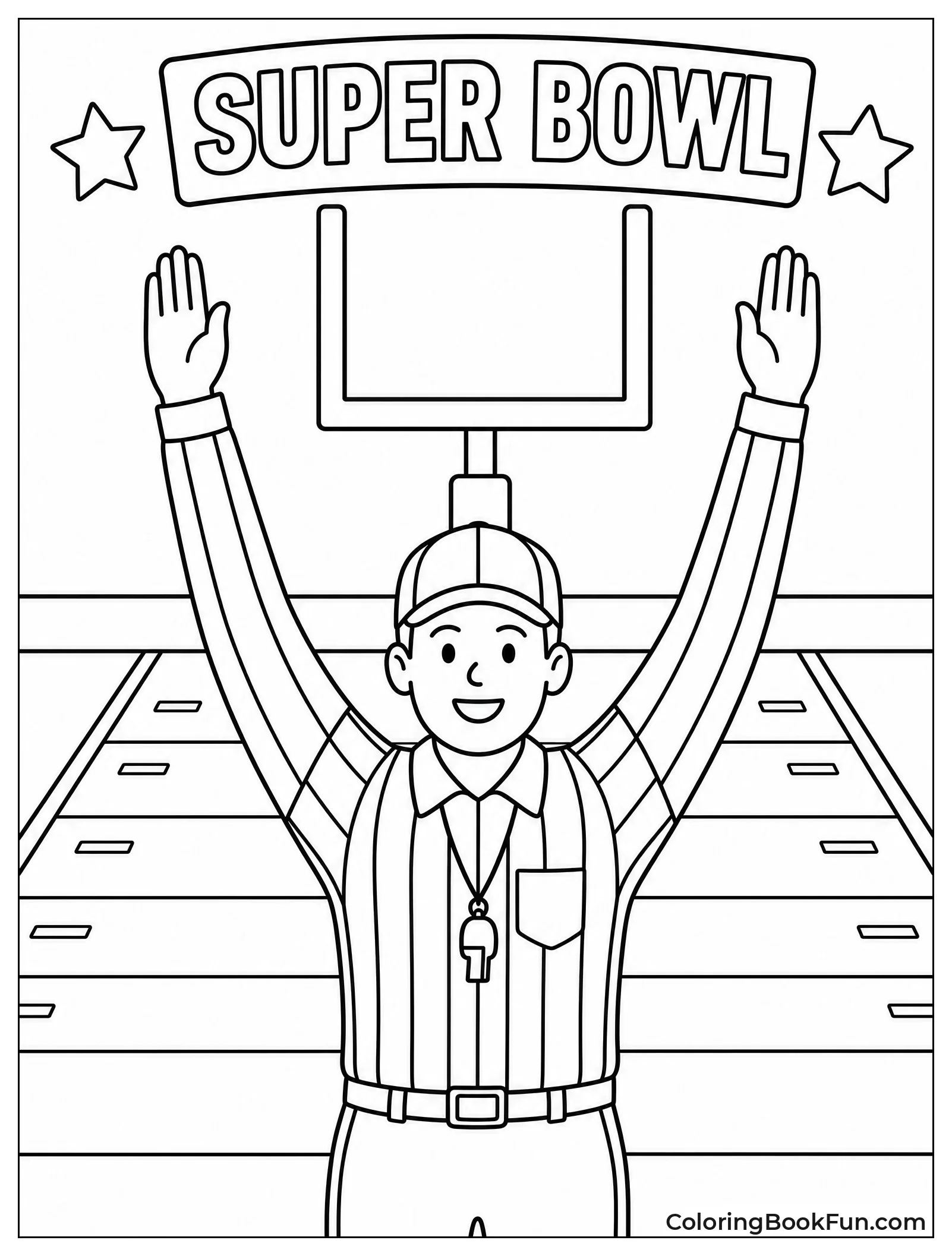 Referee Signals Touchdown with Arms