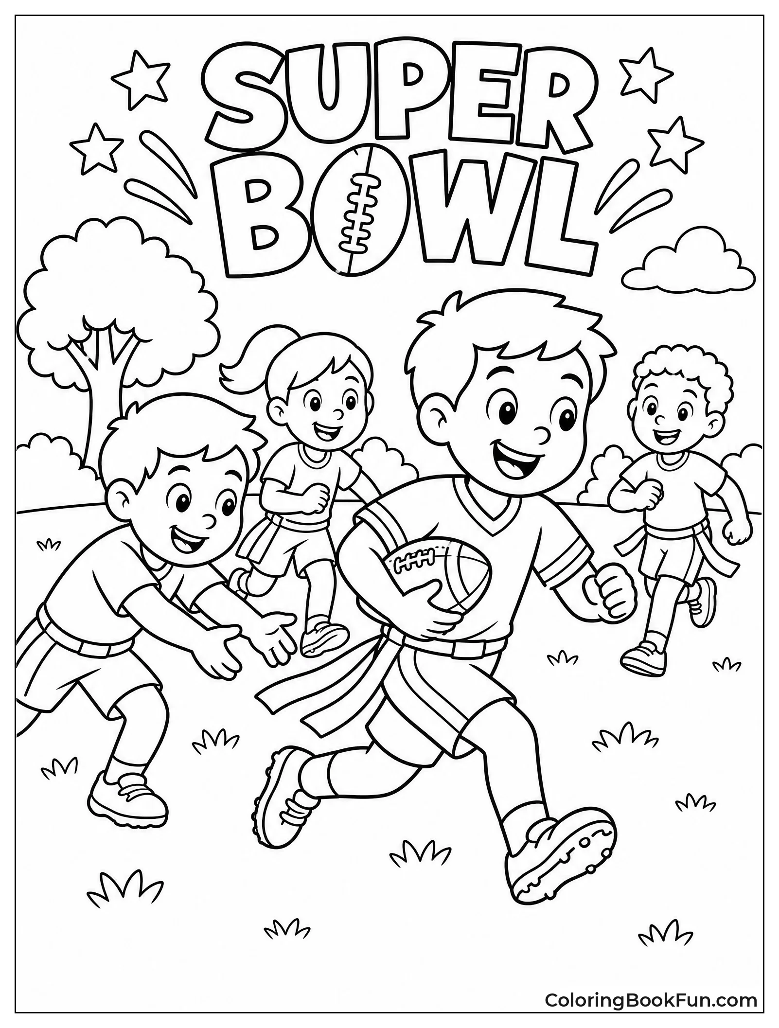 Kids Play Flag Football Outside