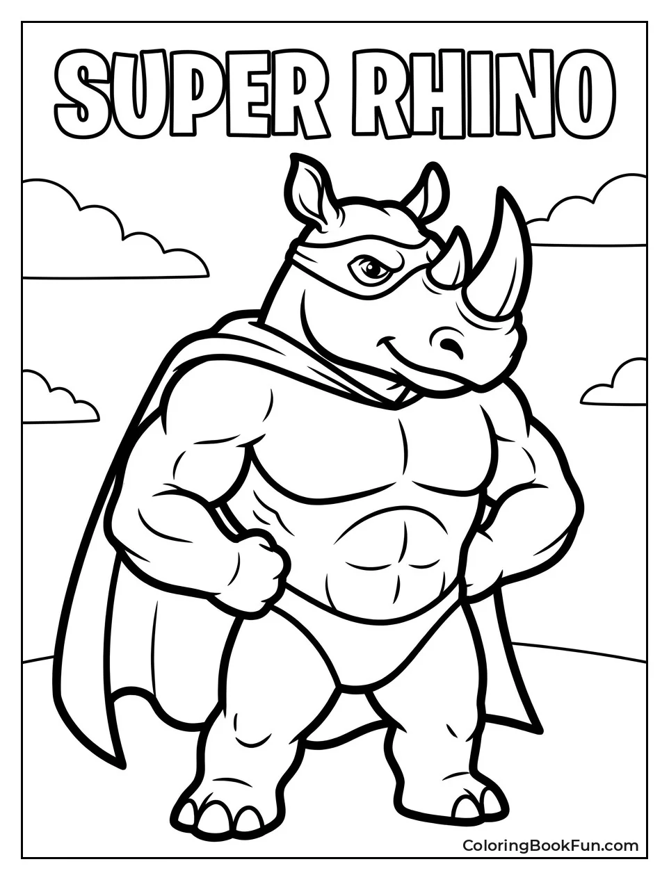 Superhero Rhino Wearing Cape