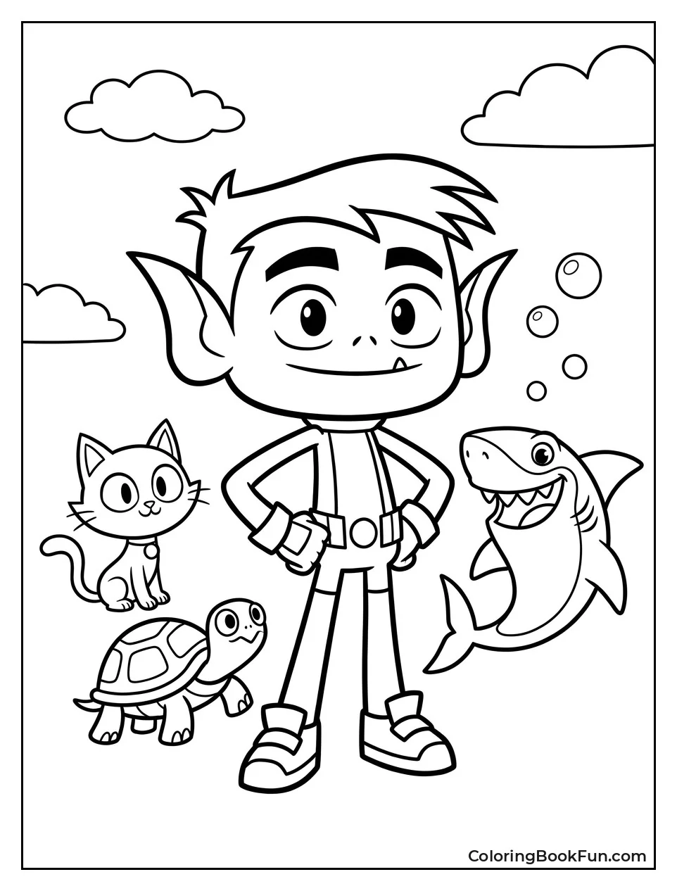 Beast Boy Surrounded By Animals