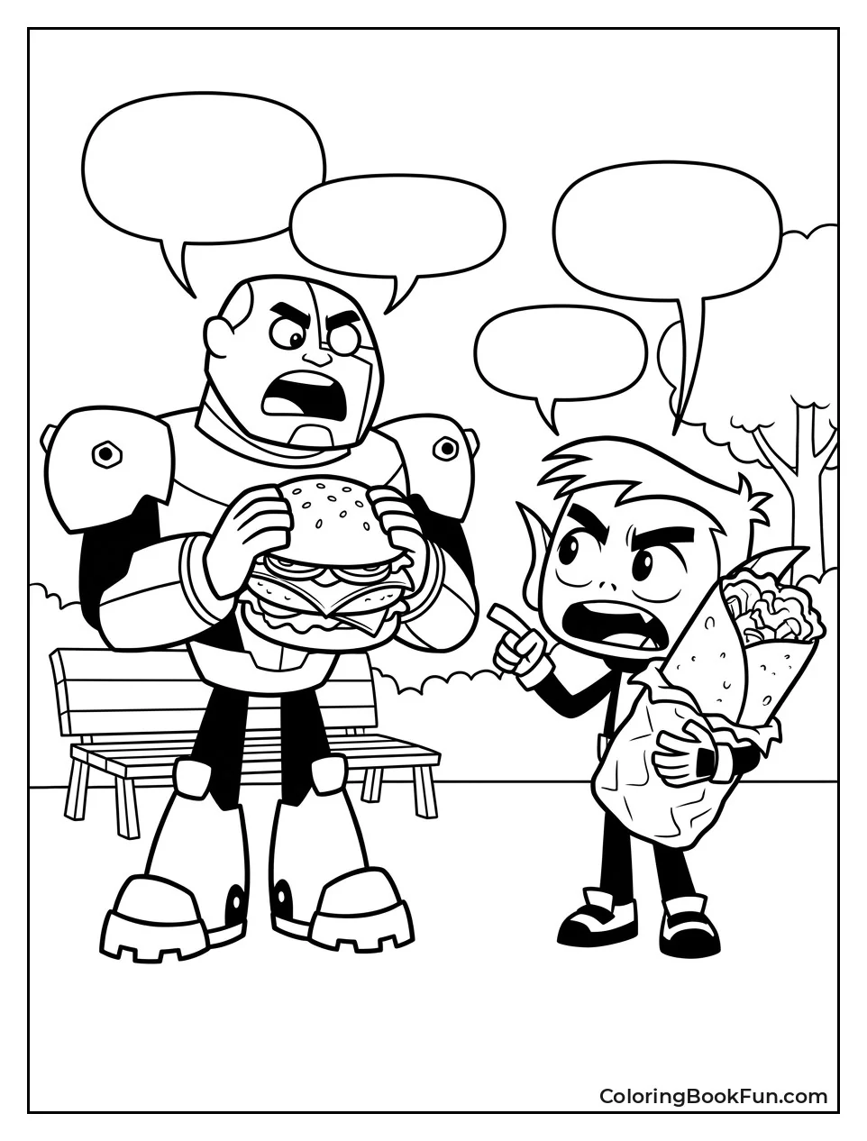 Cyborg And Beast Boy With Food
