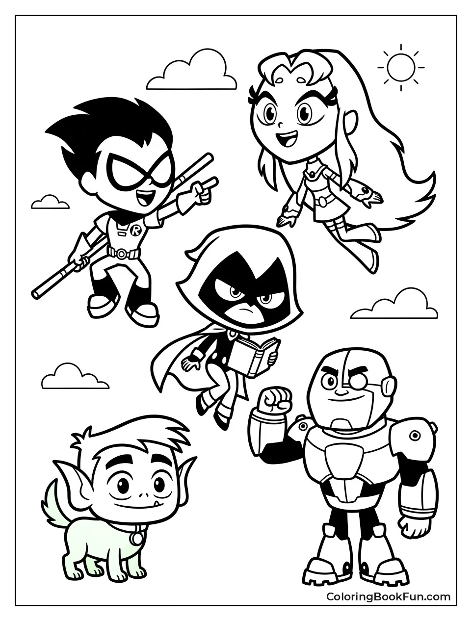 Chibi Teen Titans in Playful Poses