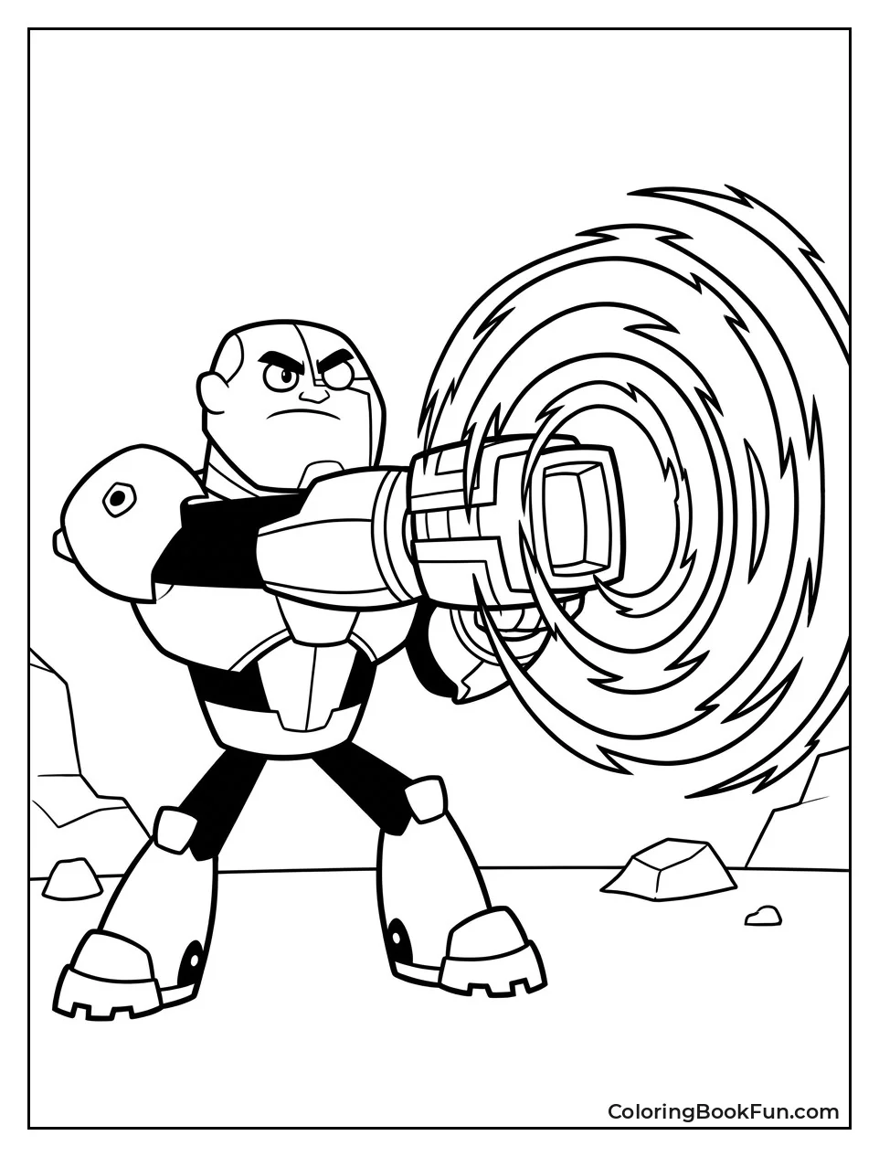 Cyborg Shooting Sonic Blast Waves