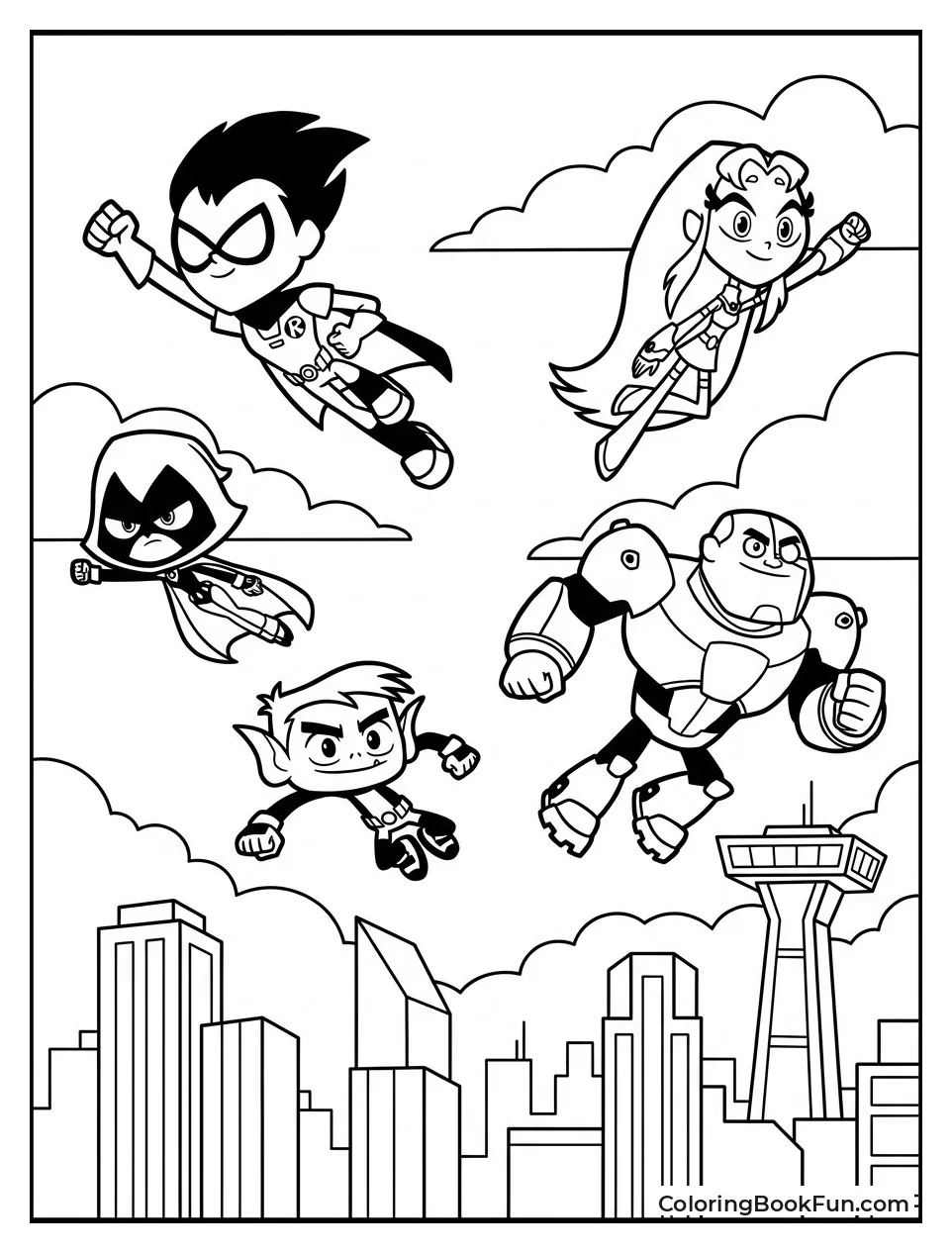 Titans Flying Over City Skyline
