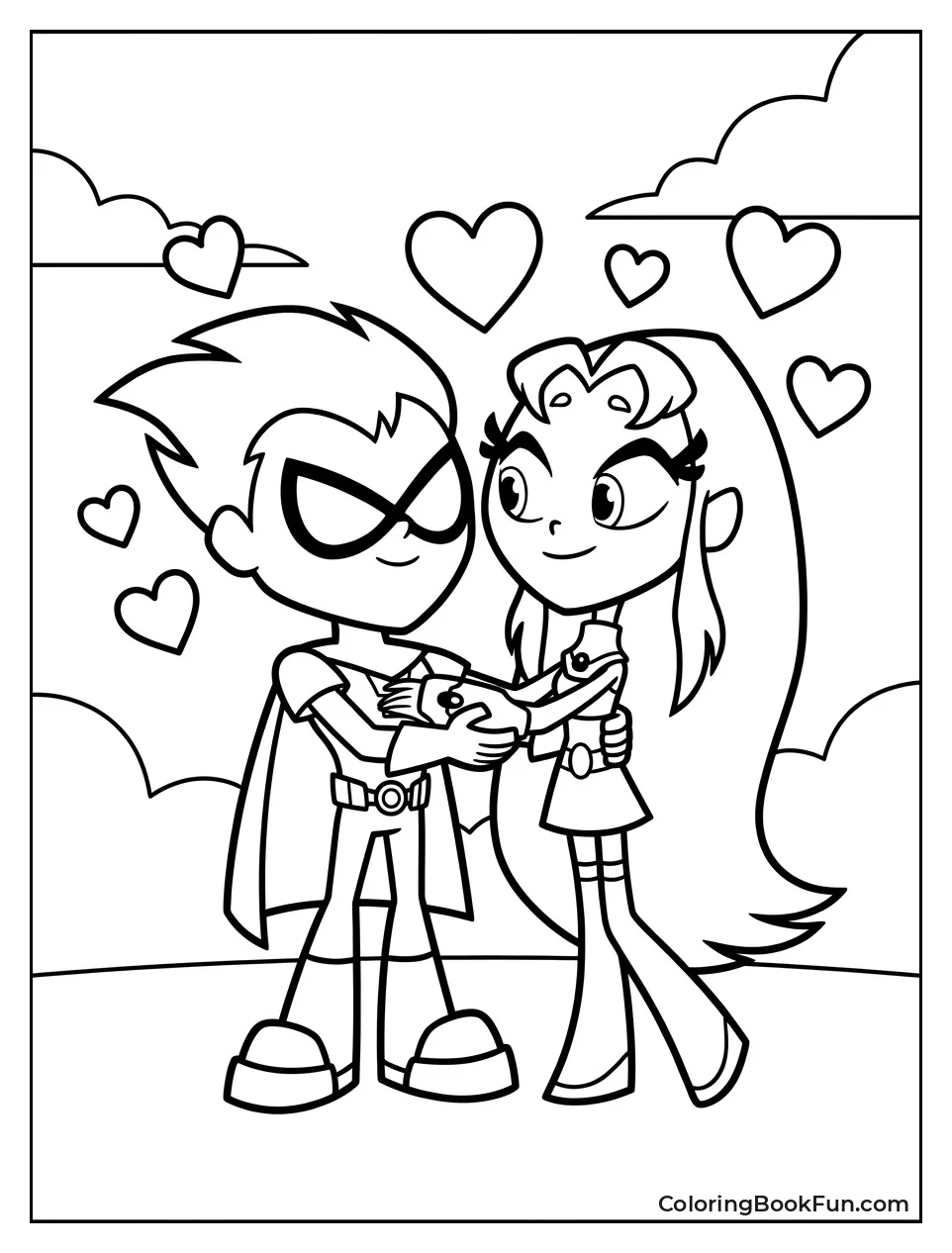 Robin And Starfire Hugging