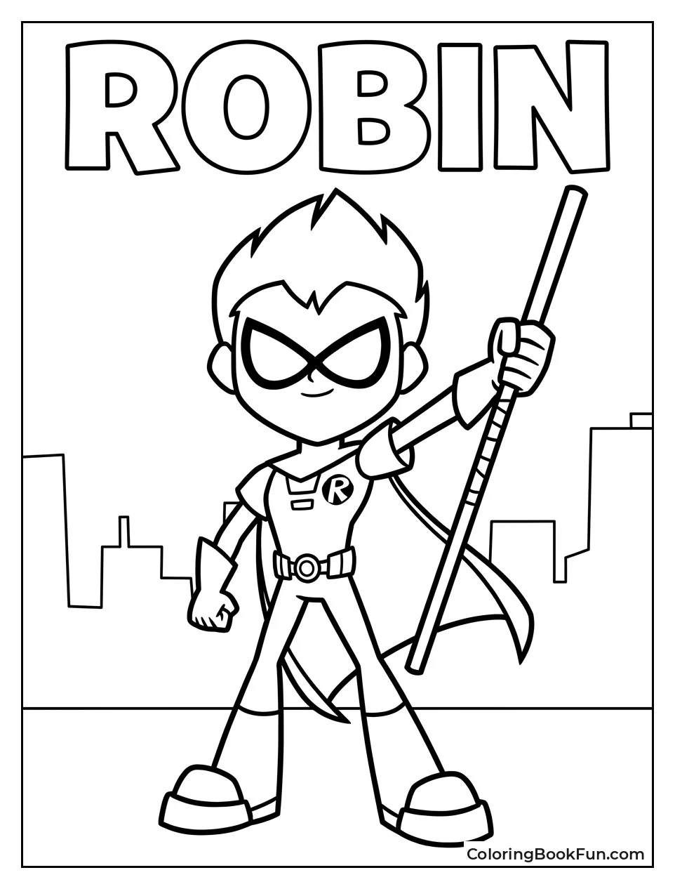 Robin Standing Heroically With Staff