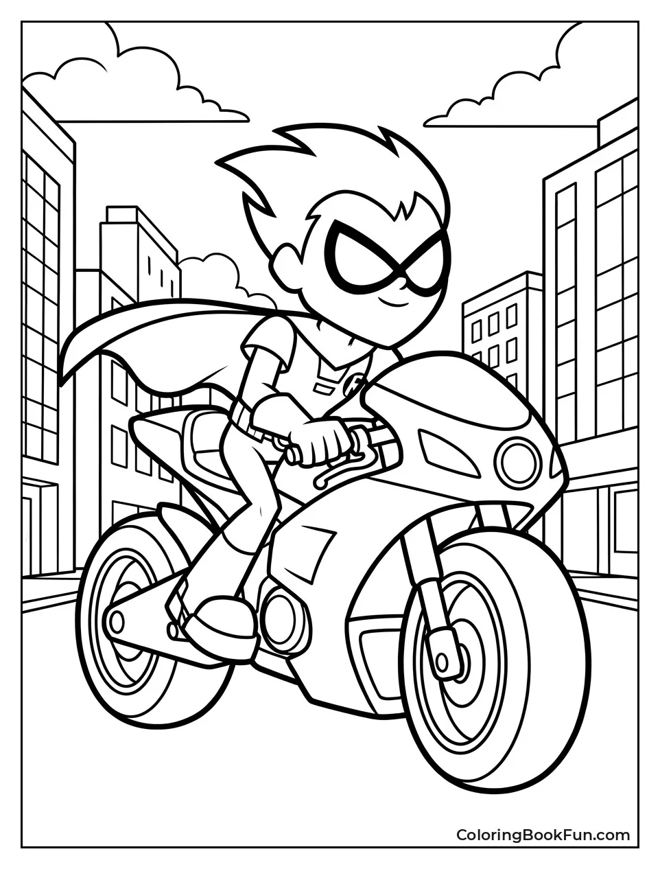 Robin Riding Red Motorcycle