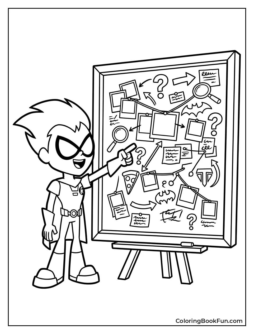 Robin Points At Detective Board