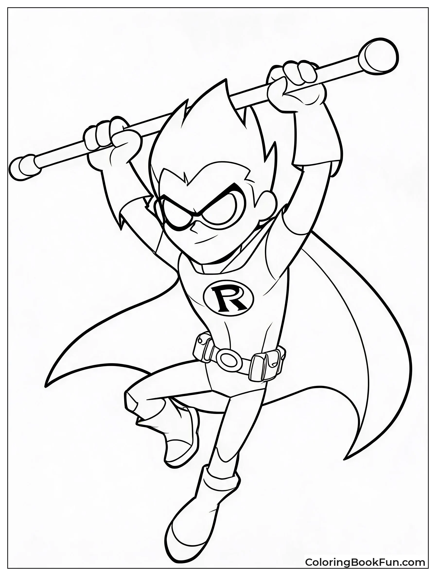Robin Swinging Staff In Air