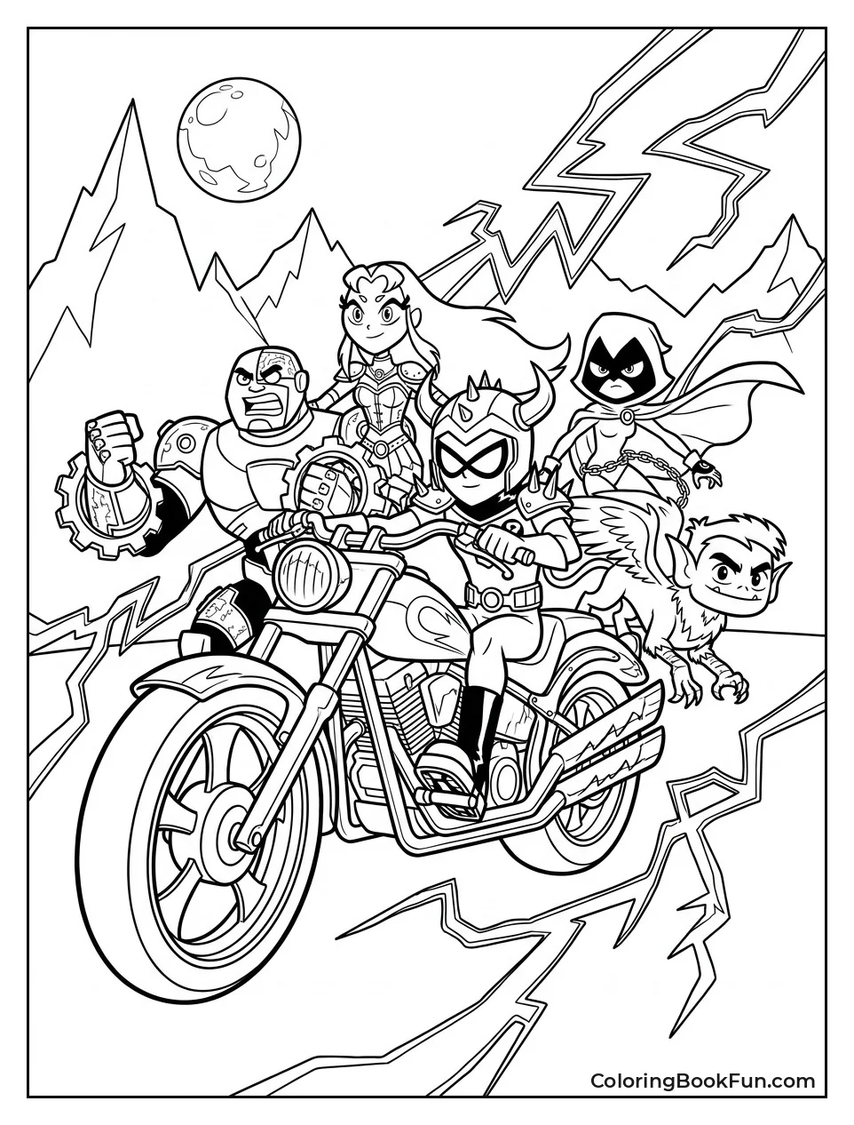 Titans Riding Neon Motorcycle